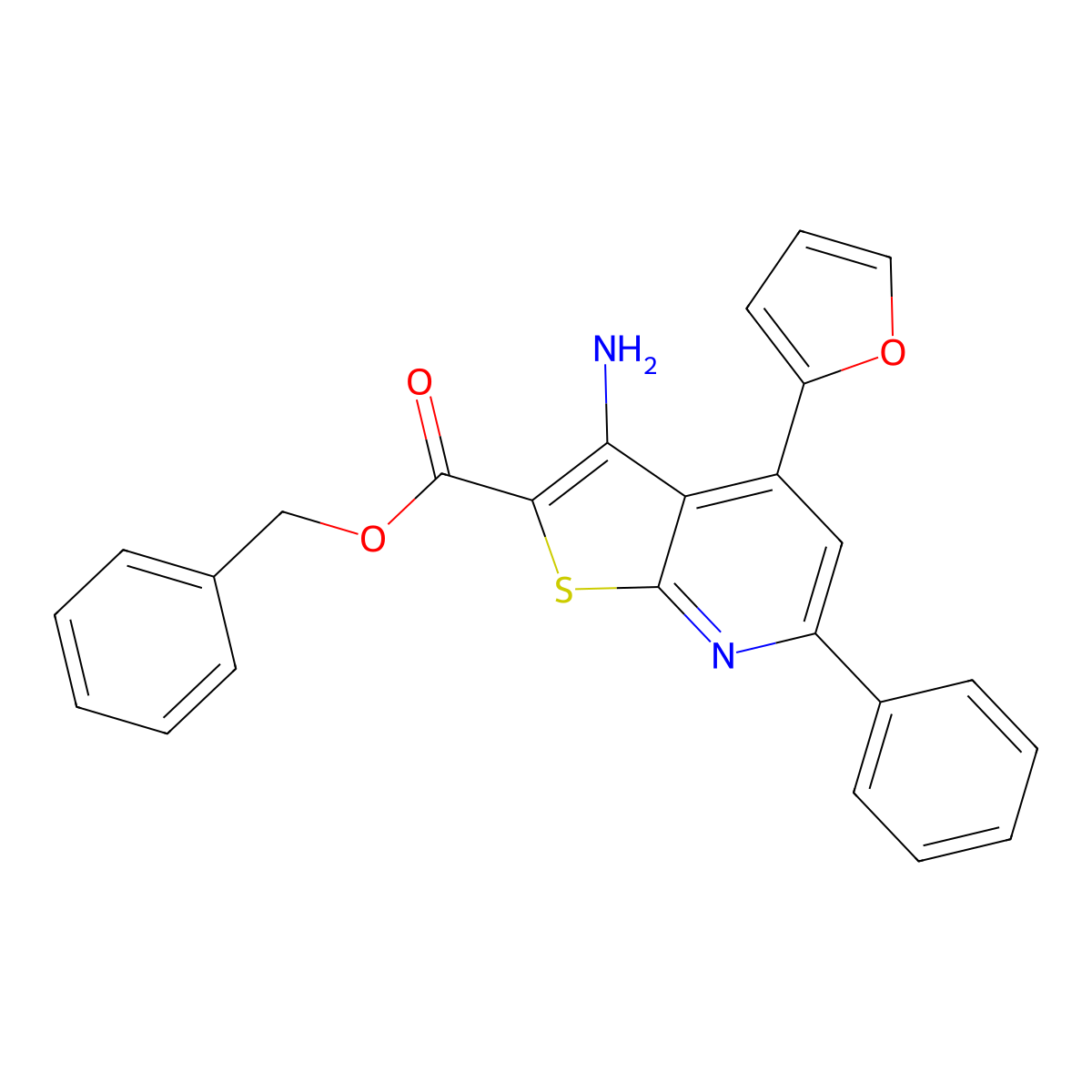 Benzyl 3-amino-4-(furan-2-yl)-6-phenylthieno[2,3-b]pyridine-2-carboxylate molecular structure, CAS 370855-39-3