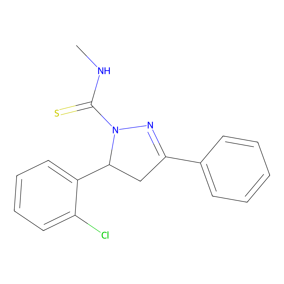 5-(2-chlorophenyl)-N-methyl-3-phenyl-4,5-dihydro-1H-pyrazole-1-carbothioamide molecular structure, CAS 370855-44-0