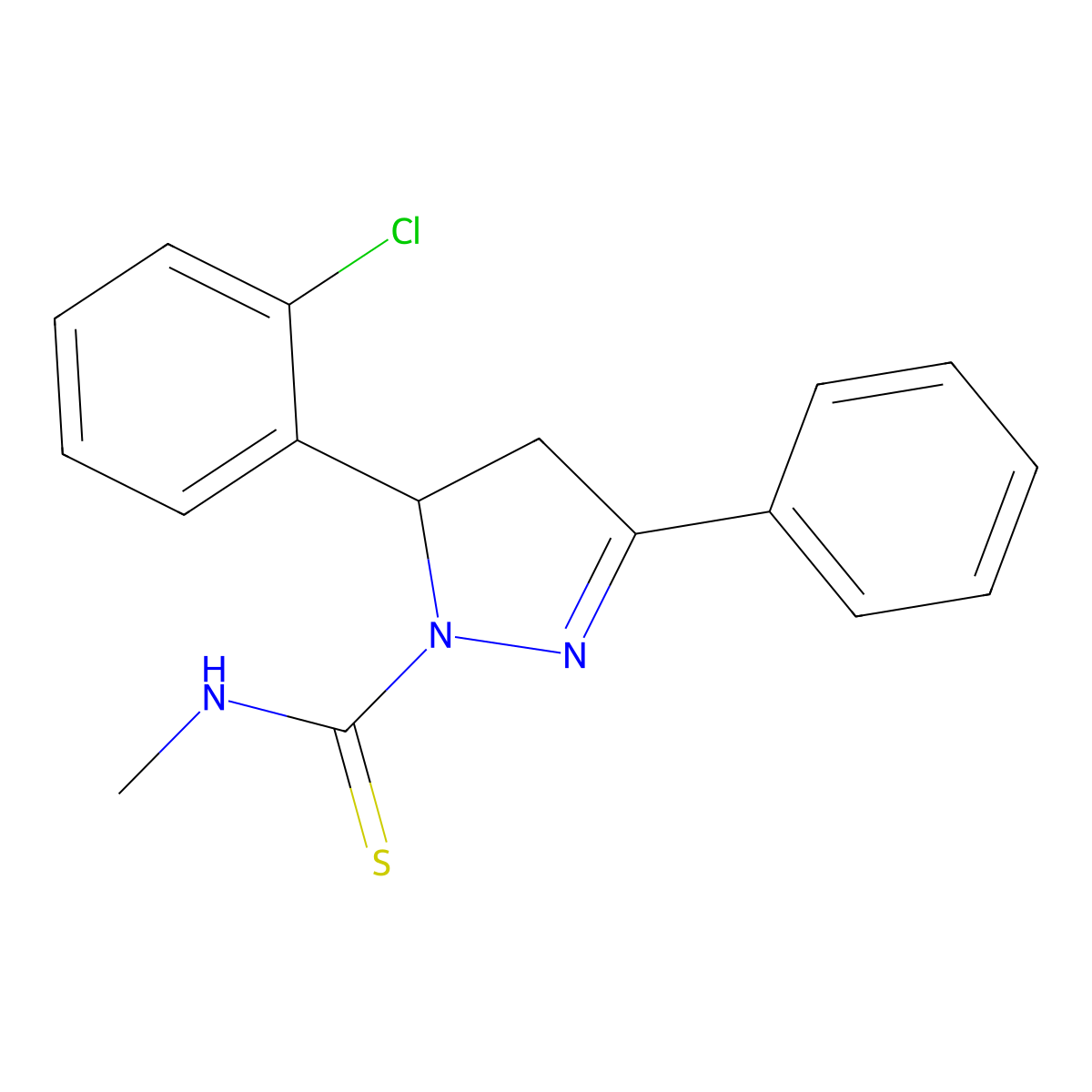 5-(2-chlorophenyl)-N-methyl-3-phenyl-4,5-dihydro-1H-pyrazole-1-carbothioamide molecular structure, CAS 370855-44-0