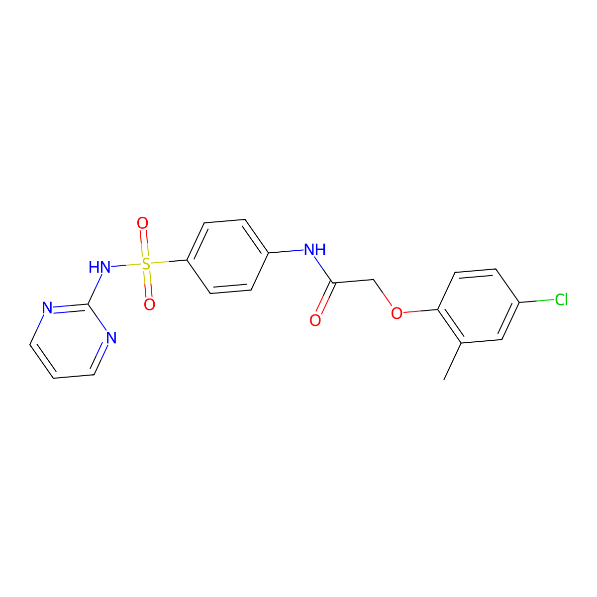 2-(4-Chloro-2-methyl-phenoxy)-N-[4-(pyrimidin-2-ylsulfamoyl)-phenyl]-acetamide molecular structure, CAS 370856-07-8