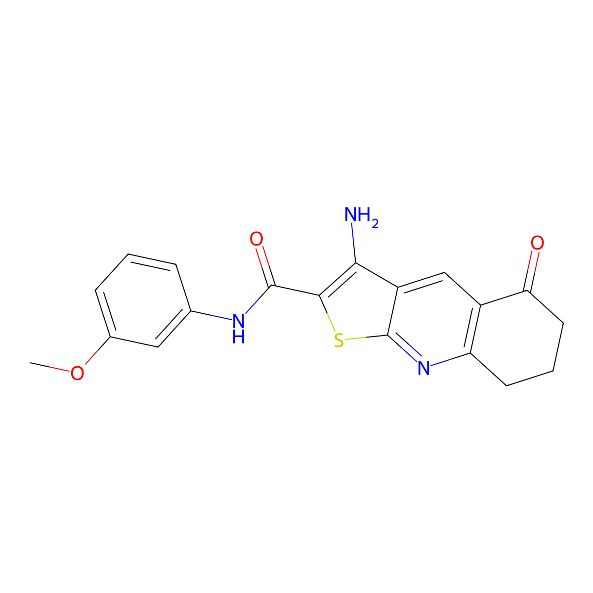 3-amino-N-(3-methoxyphenyl)-5-oxo-5,6,7,8-tetrahydrothieno[2,3-b]quinoline-2-carboxamide molecular structure, CAS 370856-13-6