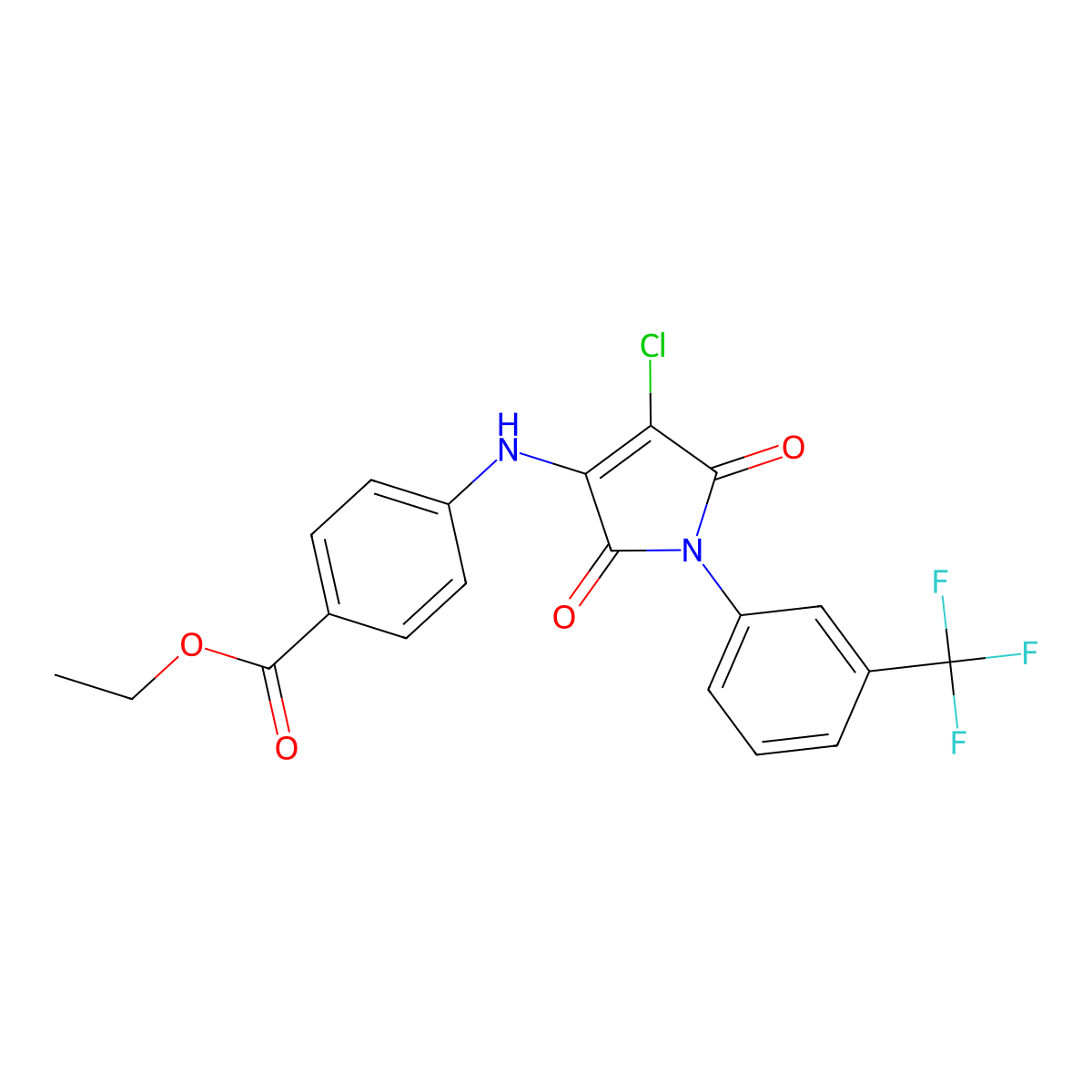 Ethyl 4-[[4-chloro-2,5-dioxo-1-[3-(trifluoromethyl)phenyl]pyrrol-3-yl]amino]benzoate molecular structure, CAS 370856-16-9