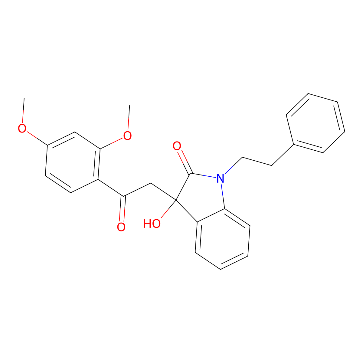 3-[2-(2,4-dimethoxyphenyl)-2-oxoethyl]-3-hydroxy-1-(2-phenylethyl)-1,3-dihydro-2H-indol-2-one molecular structure, CAS 370856-18-1