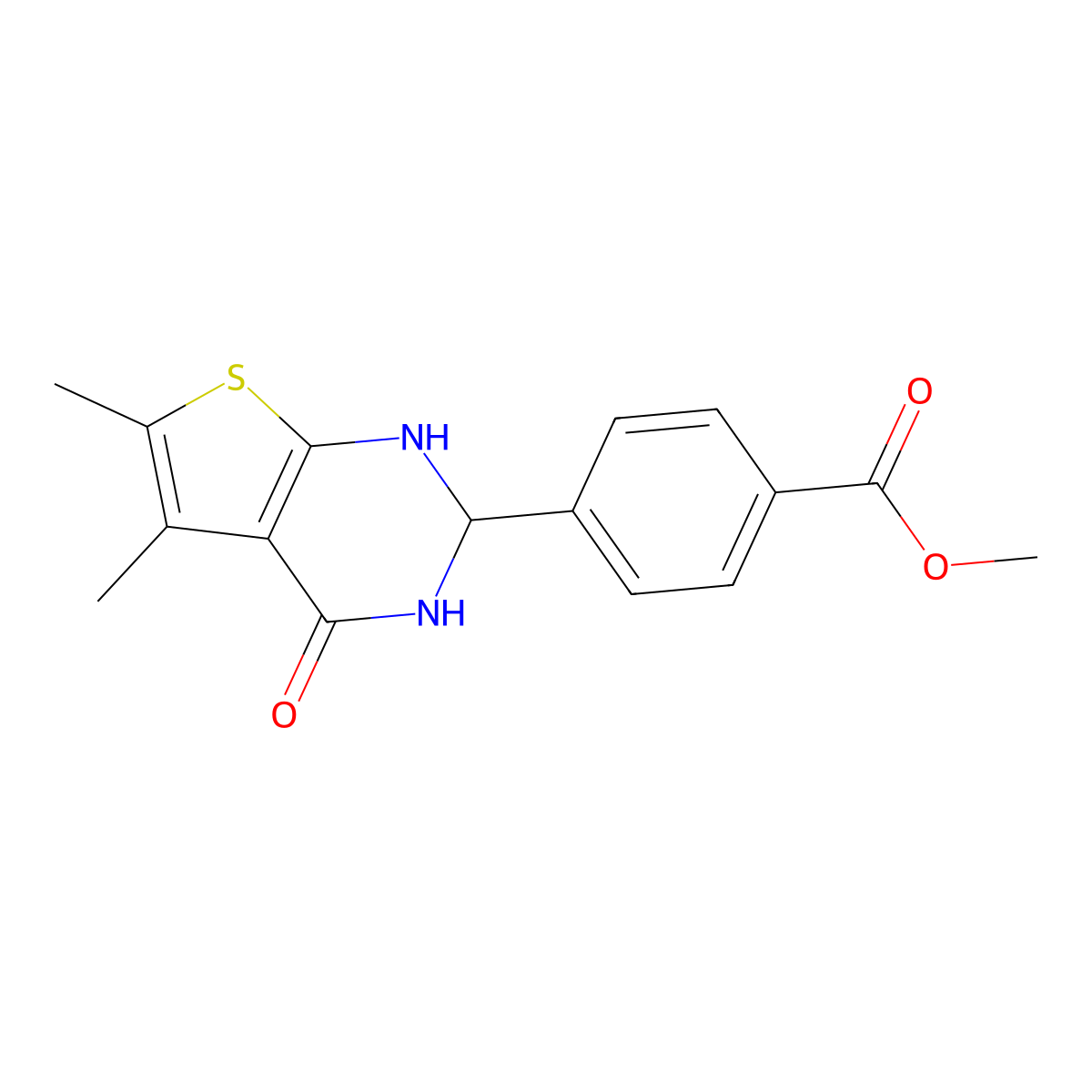 methyl 4-(5,6-dimethyl-4-oxo-2,3-dihydro-1H-thieno[2,3-d]pyrimidin-2-yl)benzoate molecular structure, CAS 370856-24-9