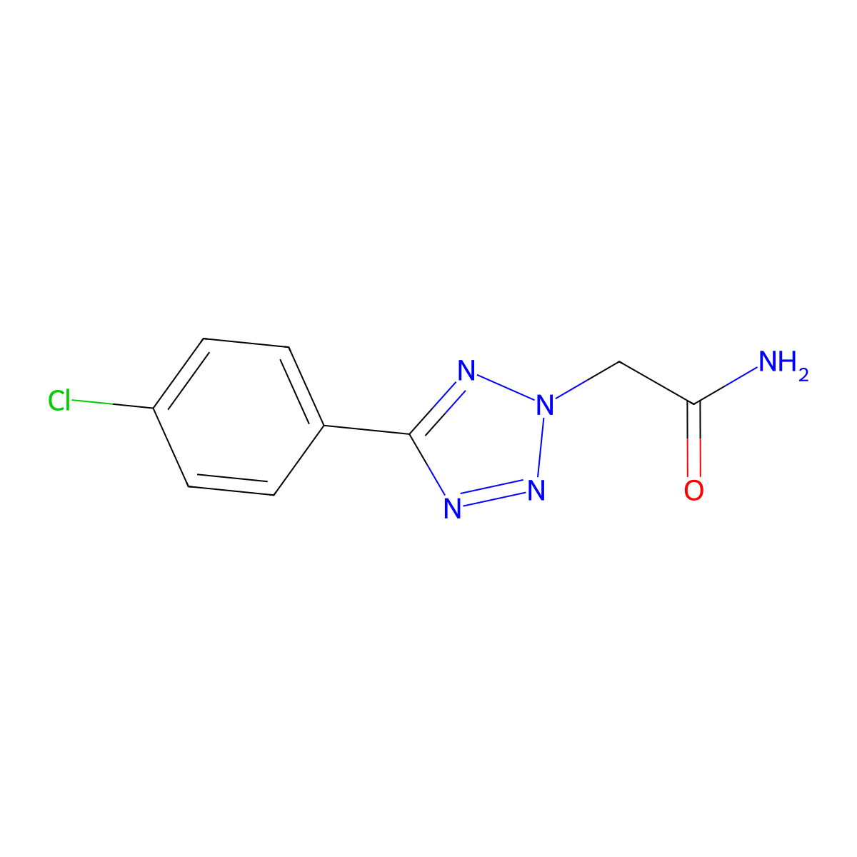 2-[5-(4-chlorophenyl)-2H-1,2,3,4-tetrazol-2-yl]acetamide molecular structure, CAS 37086-16-1