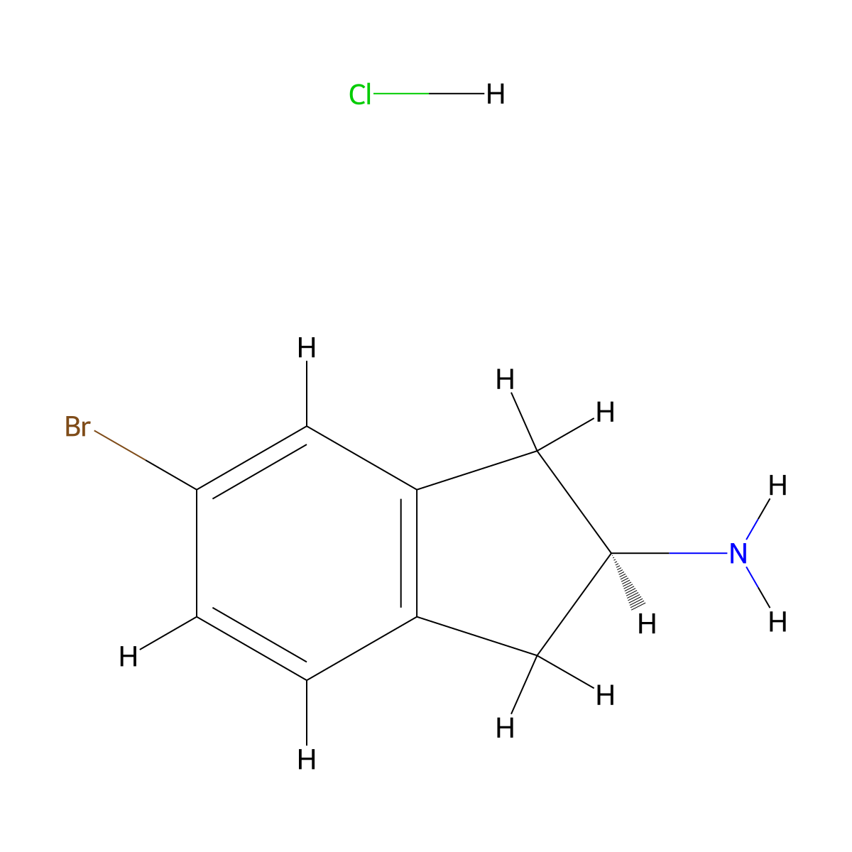 (2S)-5-bromo-2,3-dihydro-1H-inden-2-ylamine Hydrochloride molecular structure, CAS 370861-68-0