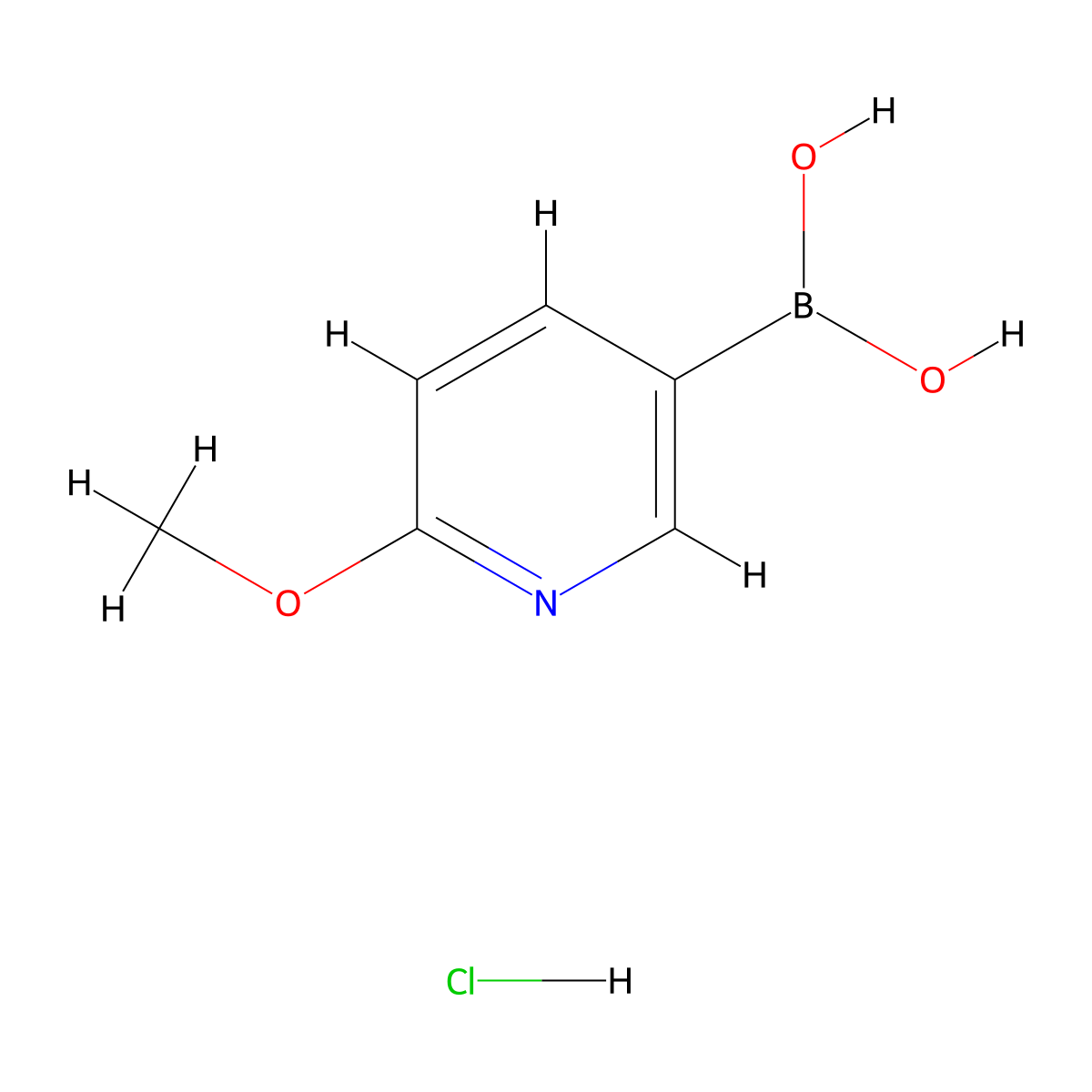 (6-Methoxypyridin-3-yl)boronic acid--hydrogen chloride (1/1) molecular structure, CAS 370864-57-6
