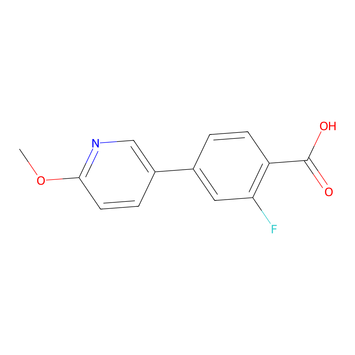 2-Fluoro-4-(6-methoxypyridin-3-yl)benzoic acid molecular structure, CAS 370864-61-2