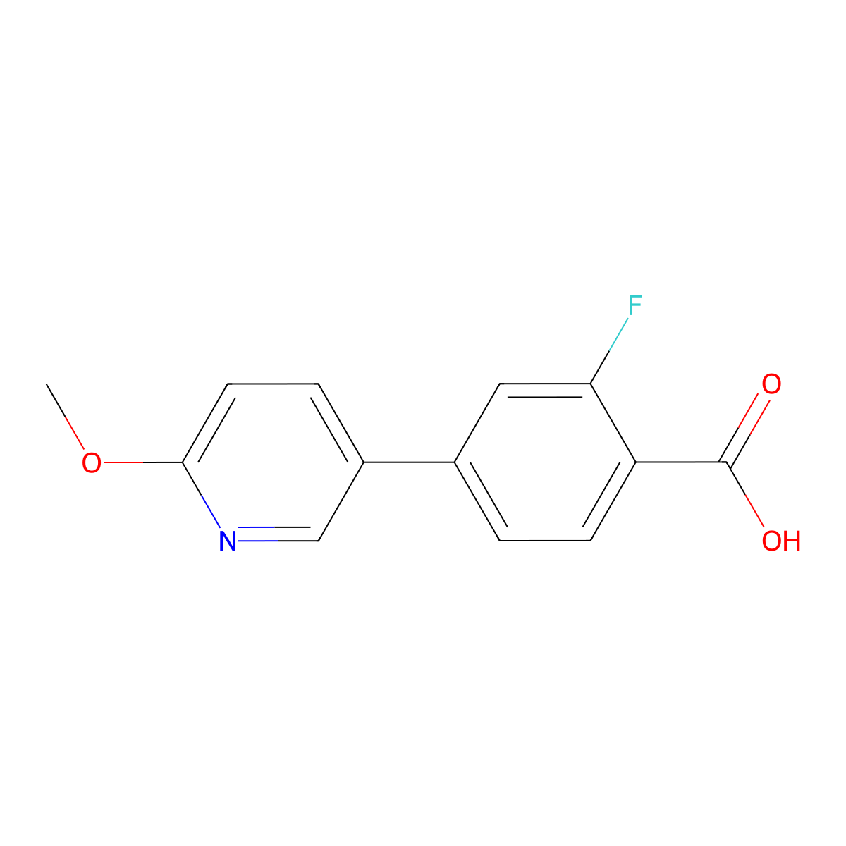 2-Fluoro-4-(6-methoxypyridin-3-yl)benzoic acid molecular structure, CAS 370864-61-2