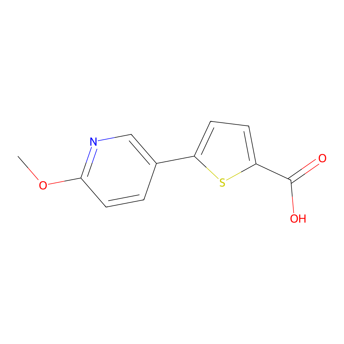 5-(6-methoxypyridin-3-yl)thiophene-2-carboxylic Acid molecular structure, CAS 370864-63-4