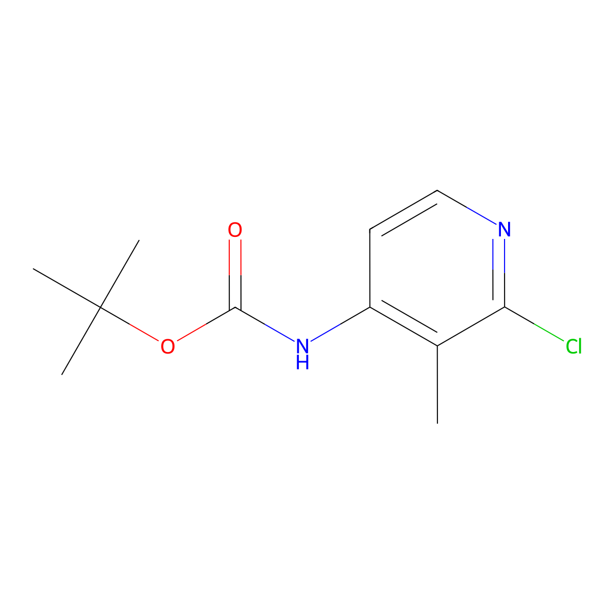 tert-Butyl (2-chloro-3-methylpyridin-4-yl)carbamate molecular structure, CAS 370864-66-7