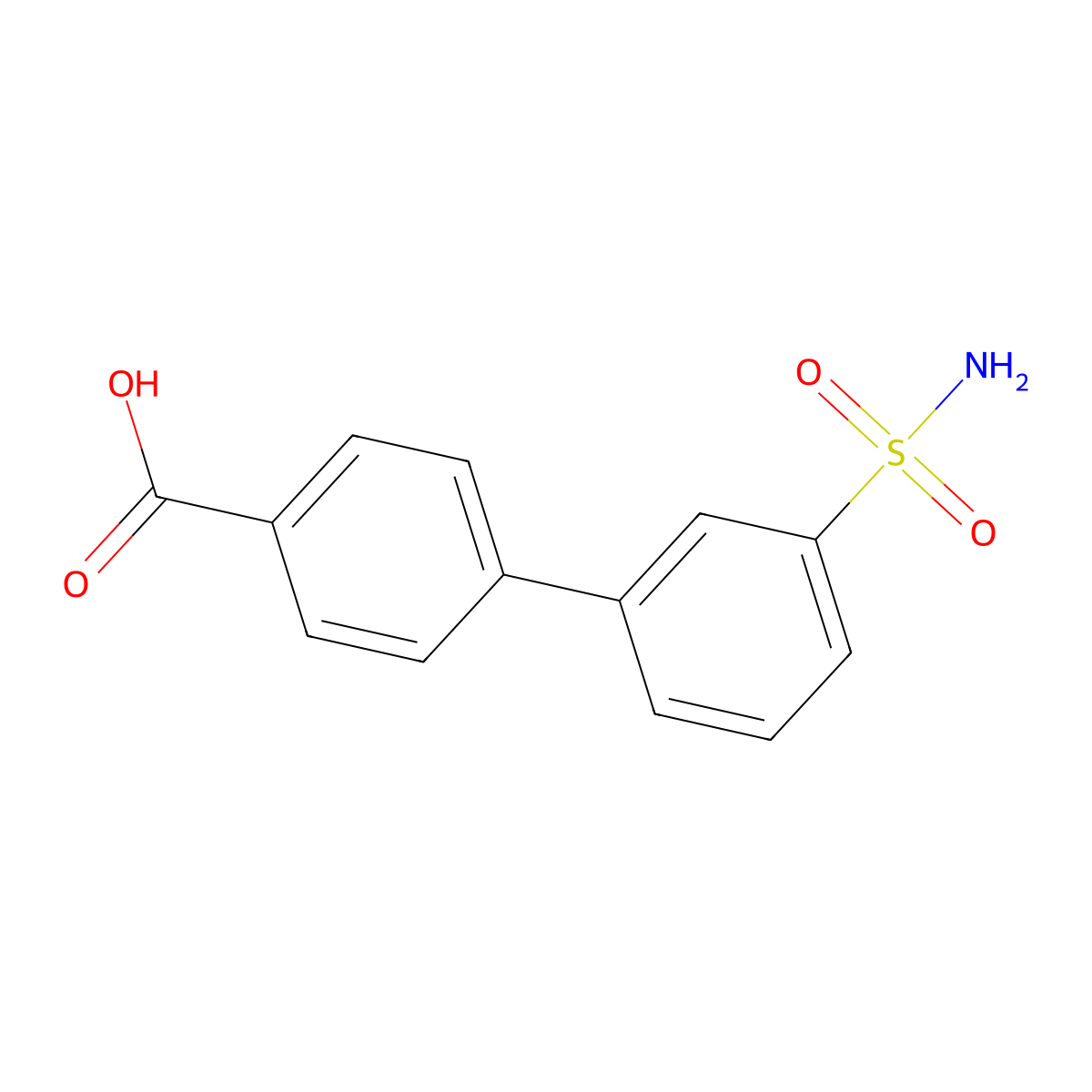 3'-Sulfamoyl[1,1'-biphenyl]-4-carboxylic acid molecular structure, CAS 370864-81-6