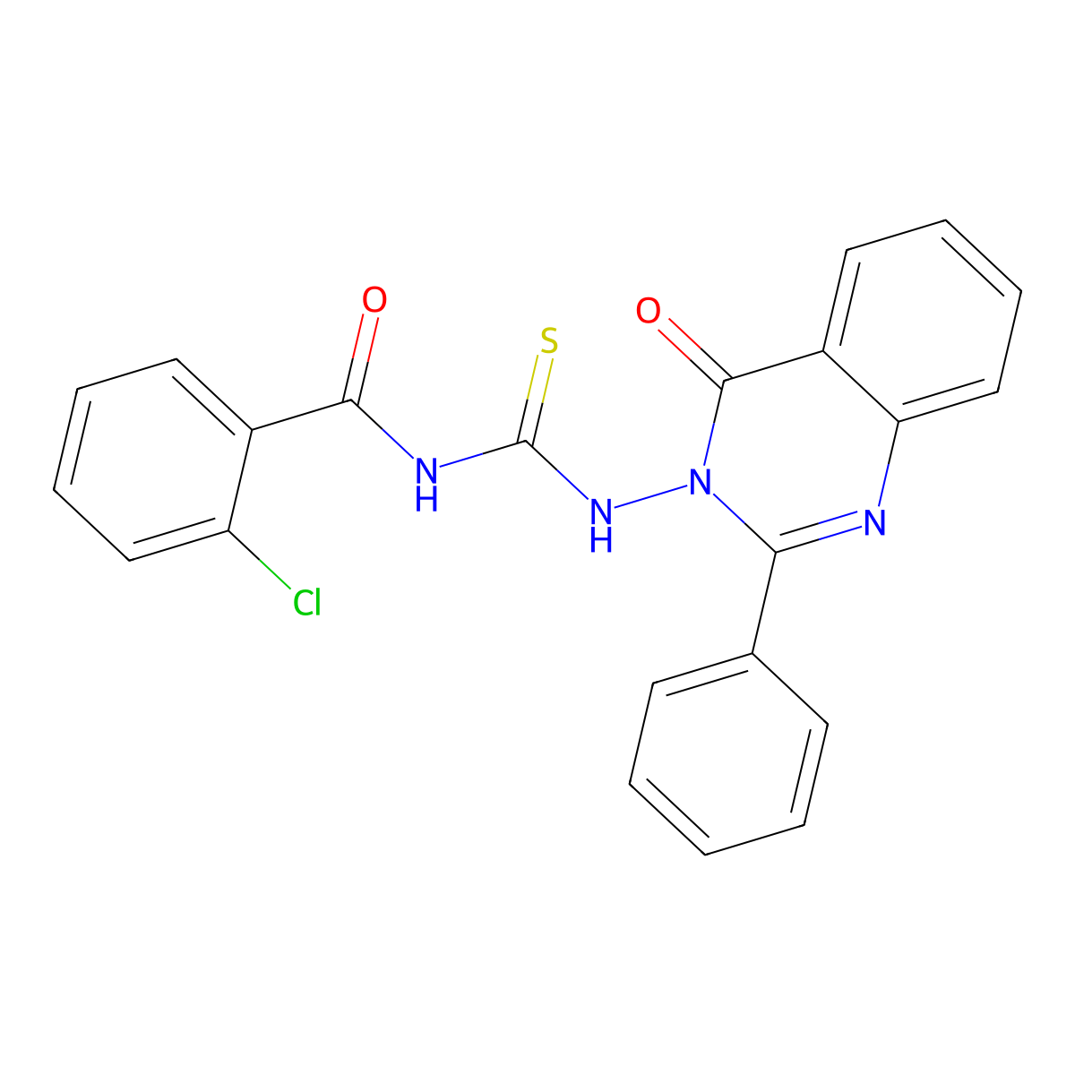 2-chloro-N-[(4-oxo-2-phenylquinazolin-3(4H)-yl)carbamothioyl]benzamide molecular structure, CAS 370868-70-5