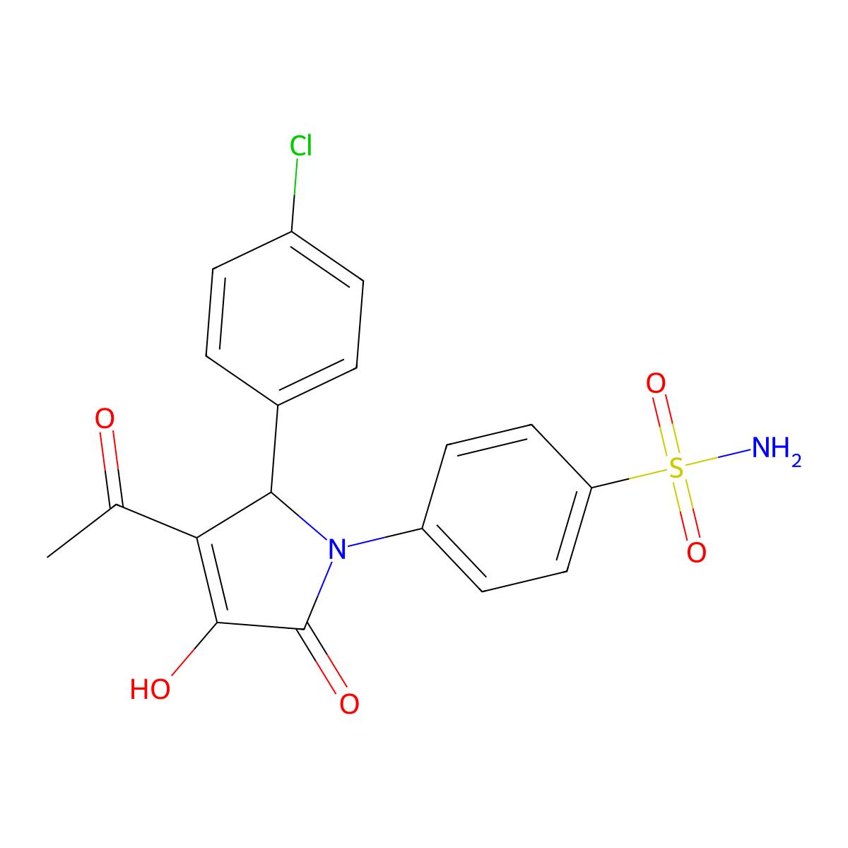 4-[3-acetyl-2-(4-chlorophenyl)-4-hydroxy-5-oxo-2H-pyrrol-1-yl]benzenesulfonamide molecular structure, CAS 370868-92-1