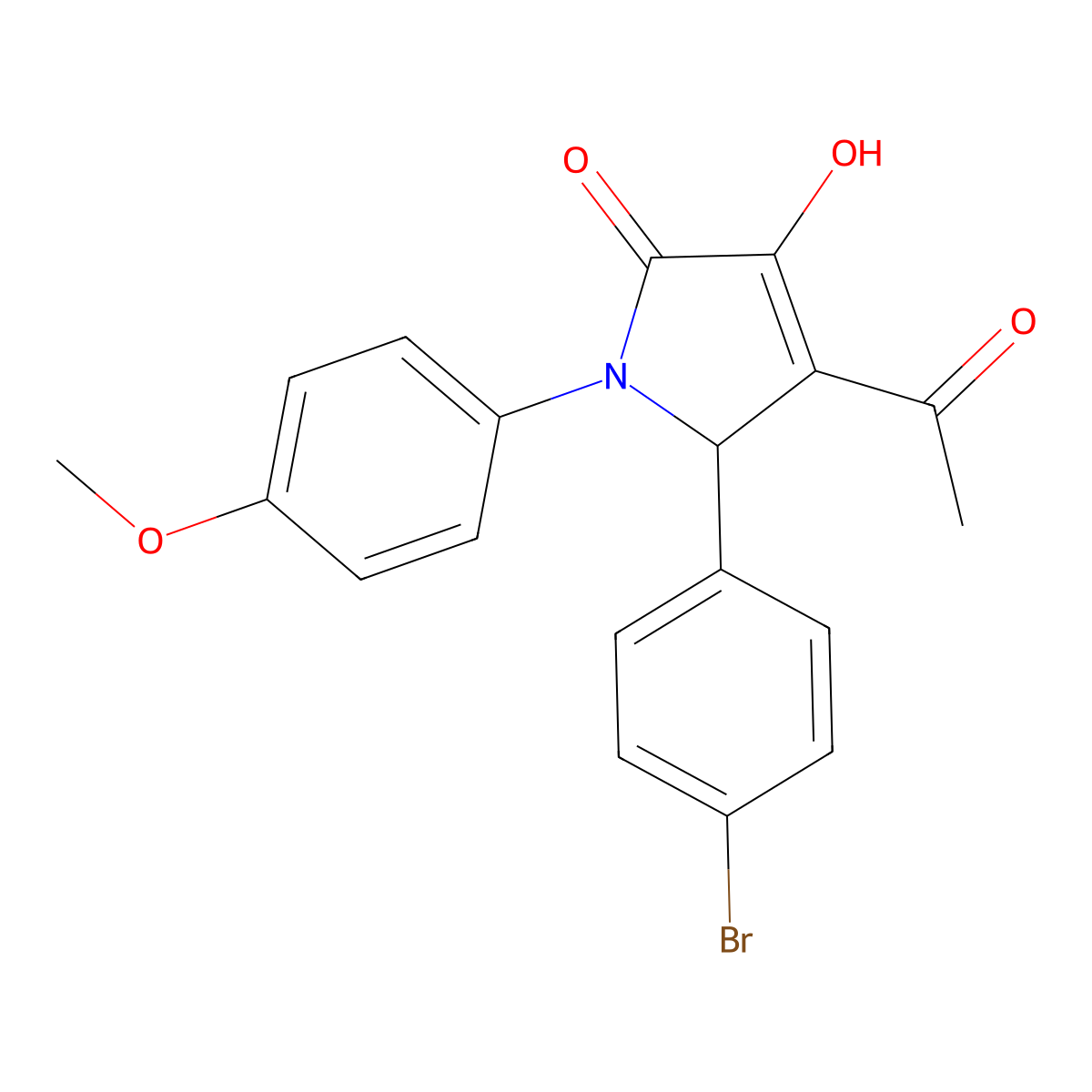 3-acetyl-2-(4-bromophenyl)-4-hydroxy-1-(4-methoxyphenyl)-2H-pyrrol-5-one molecular structure, CAS 370868-93-2