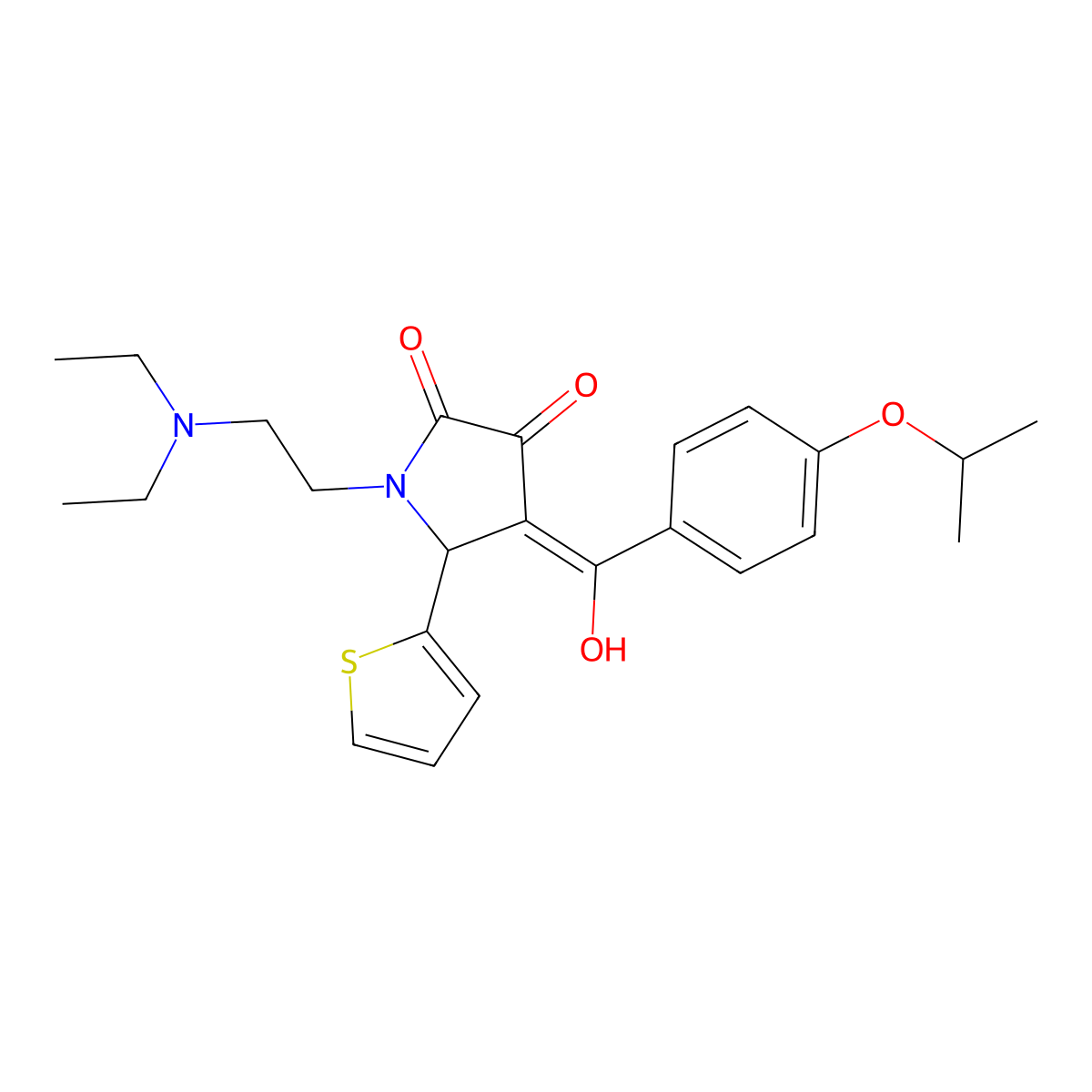1-[2-(diethylamino)ethyl]-3-hydroxy-4-[4-(propan-2-yloxy)benzoyl]-5-(thiophen-2-yl)-2,5-dihydro-1H-pyrrol-2-one molecular structure, CAS 370868-96-5