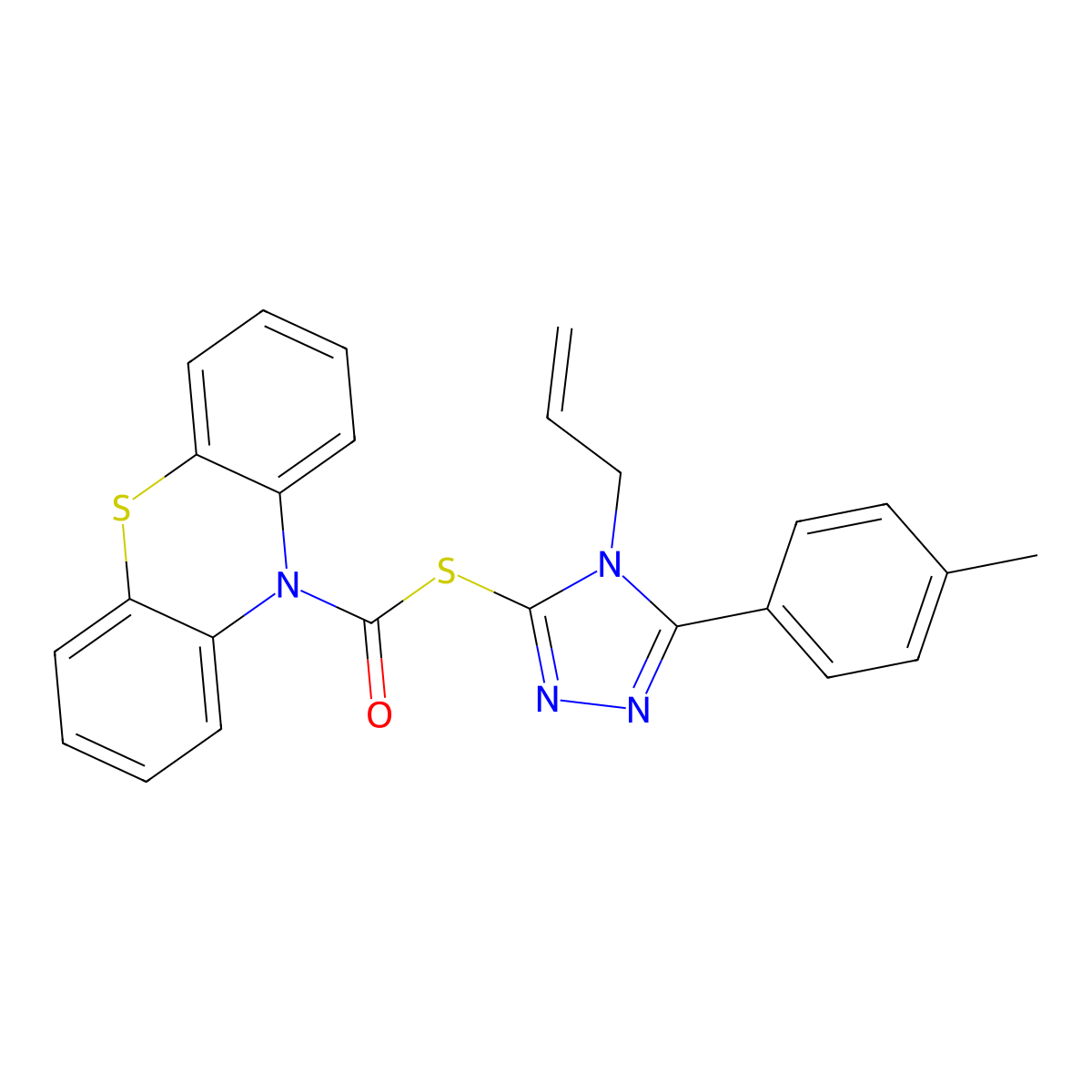 S-[5-(4-methylphenyl)-4-(prop-2-en-1-yl)-4H-1,2,4-triazol-3-yl] 10H-phenothiazine-10-carbothioate molecular structure, CAS 370869-06-0
