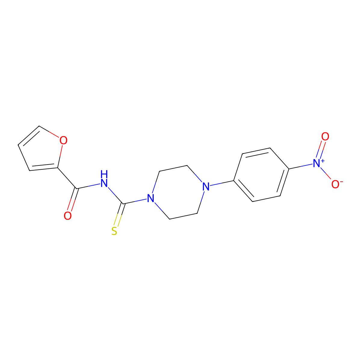 N-[4-(4-nitrophenyl)piperazine-1-carbothioyl]furan-2-carboxamide molecular structure, CAS 370869-10-6