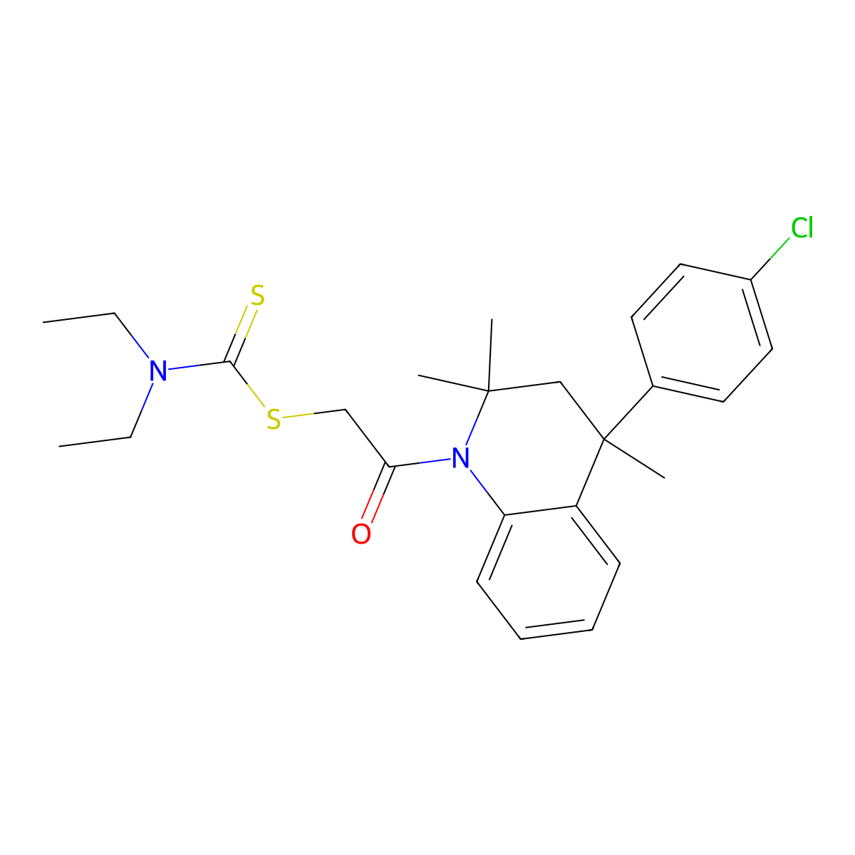 2-[4-(4-chlorophenyl)-2,2,4-trimethyl-3,4-dihydroquinolin-1(2H)-yl]-2-oxoethyl diethylcarbamodithioate molecular structure, CAS 370869-34-4