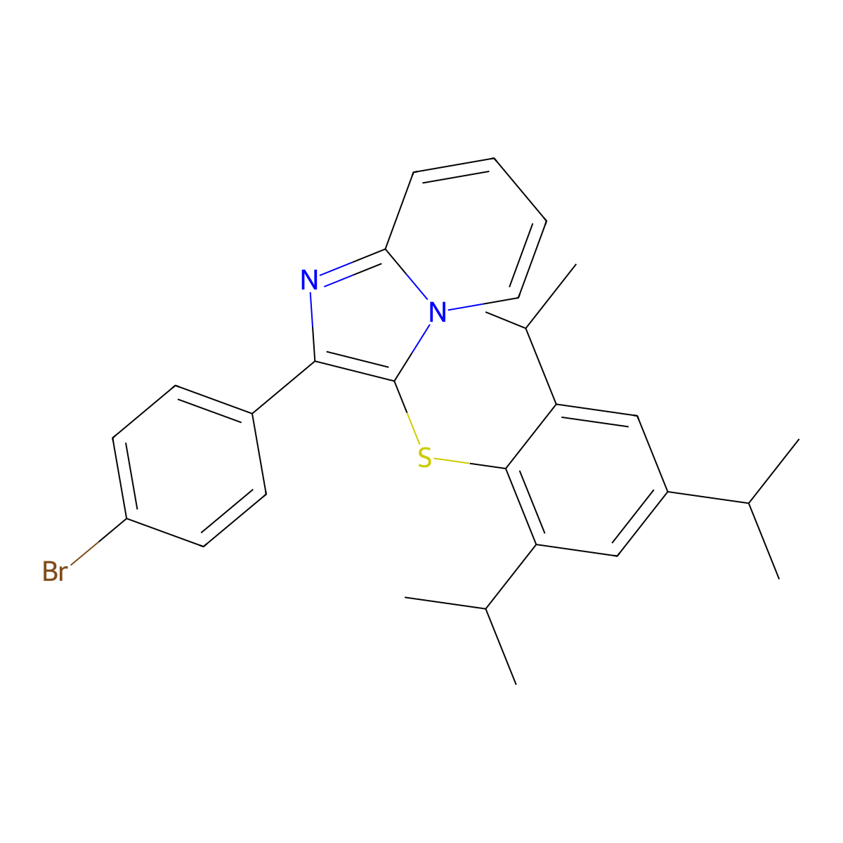 2-(4-Bromophenyl)-3-((2,4,6-triisopropylphenyl)thio)imidazo[1,2-a]pyridine molecular structure, CAS 370869-61-7