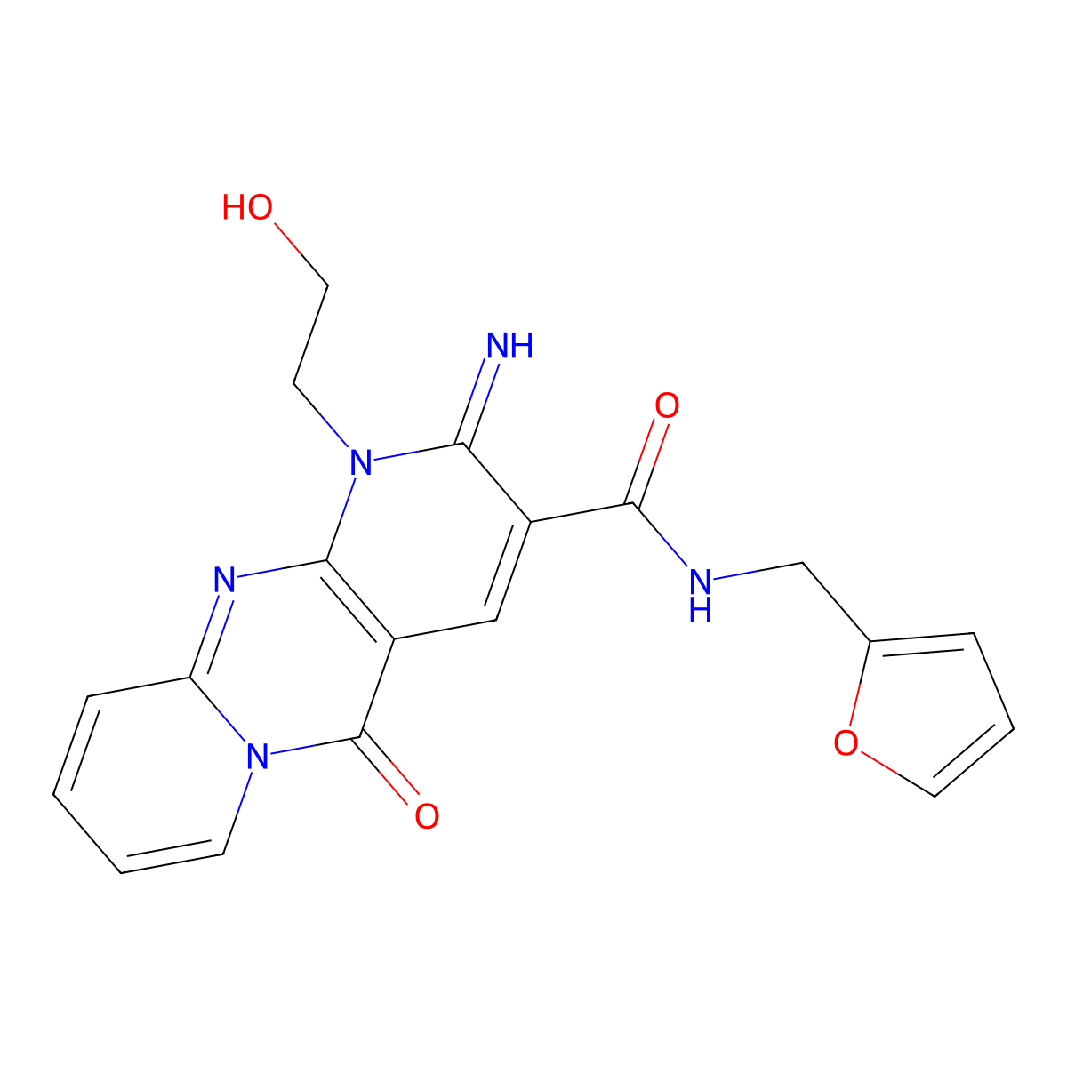 N-(furan-2-ylmethyl)-1-(2-hydroxyethyl)-2-imino-5-oxo-2,5-dihydro-1H-dipyrido[1,2-a:2',3'-d]pyrimidine-3-carboxamide molecular structure, CAS 370869-66-2