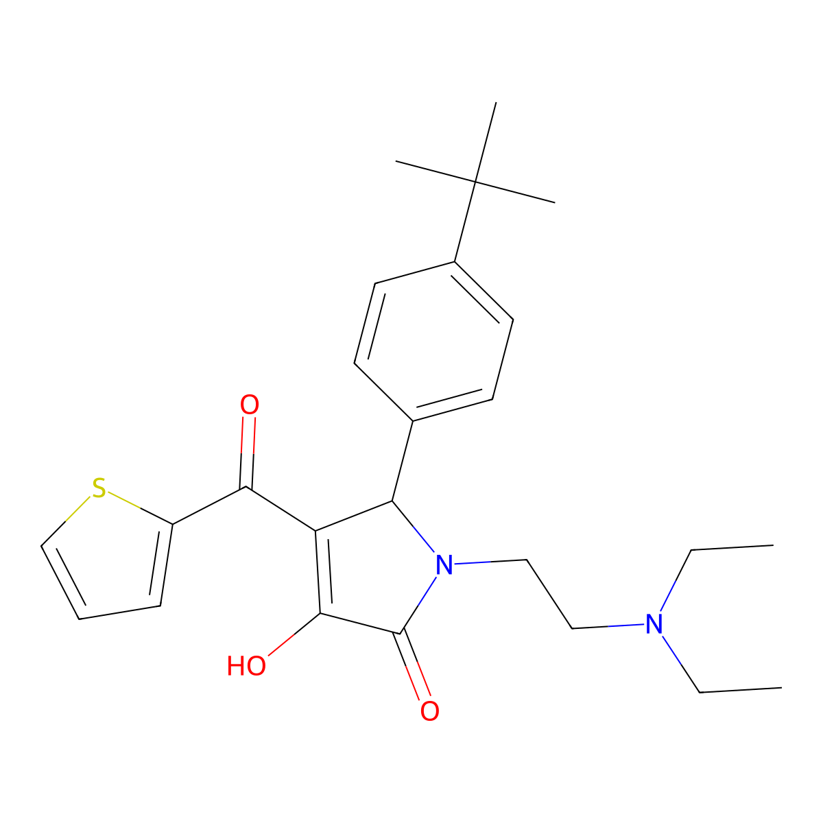 (4E)-5-(4-tert-butylphenyl)-1-[2-(diethylamino)ethyl]-4-[hydroxy(thiophen-2-yl)methylidene]pyrrolidine-2,3-dione molecular structure, CAS 370869-83-3