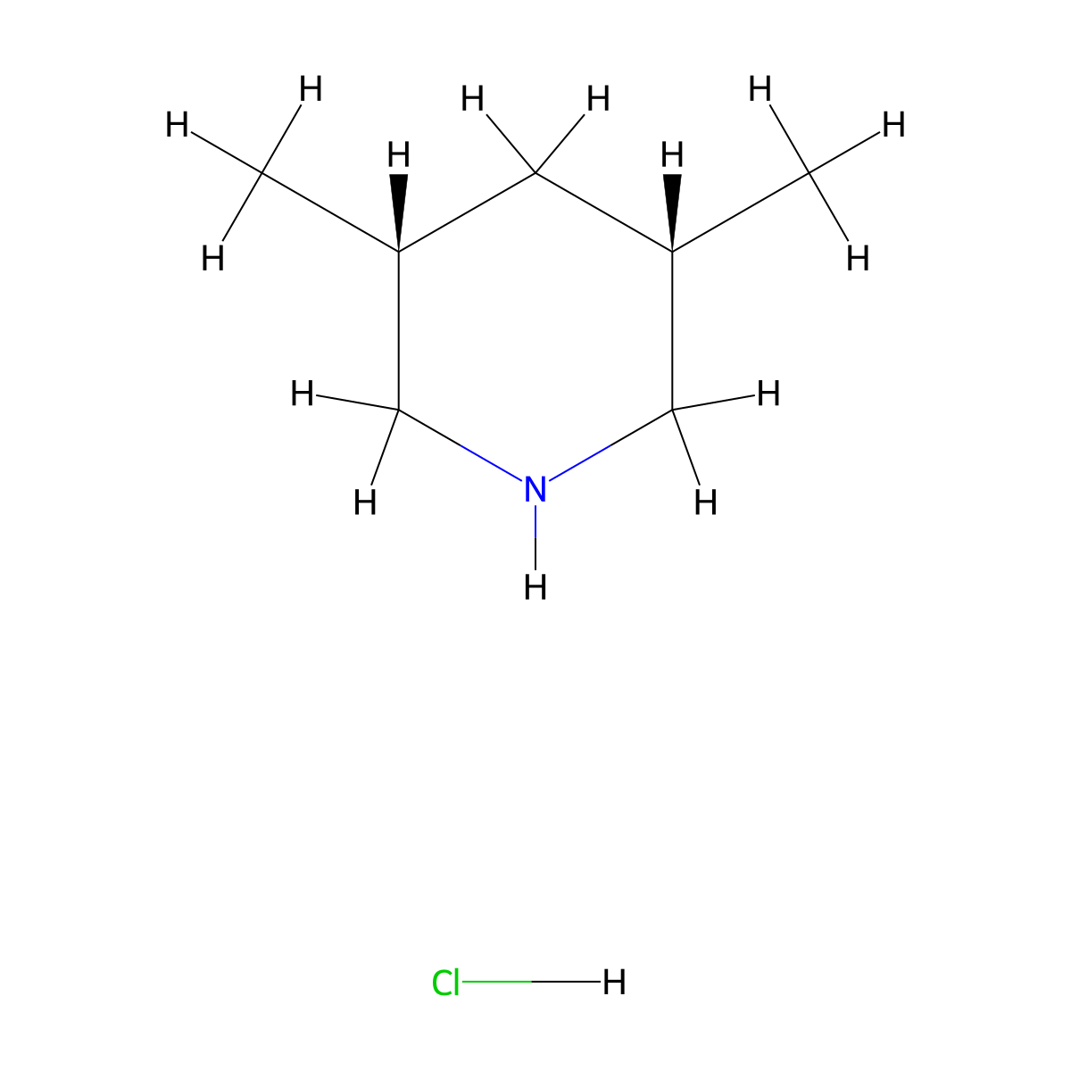 rac-(3R,5S)-3,5-dimethylpiperidine hydrochloride molecular structure, CAS 37087-93-7