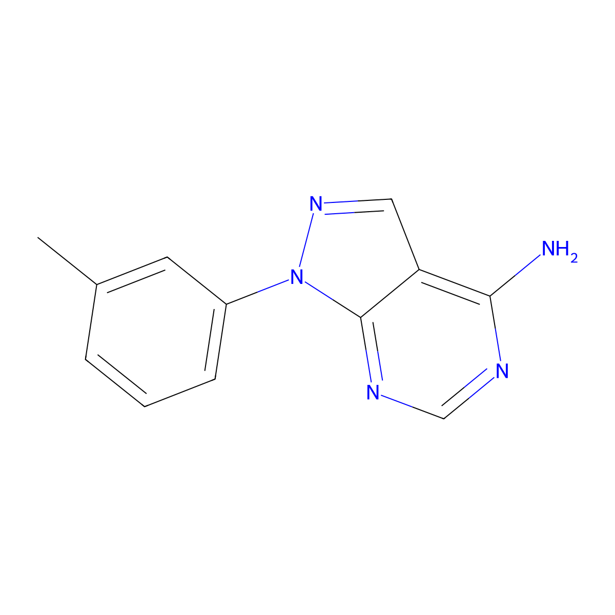 1-(3-Methylphenyl)pyrazolo[3,4-d]pyrimidin-4-amine molecular structure, CAS 370870-08-9