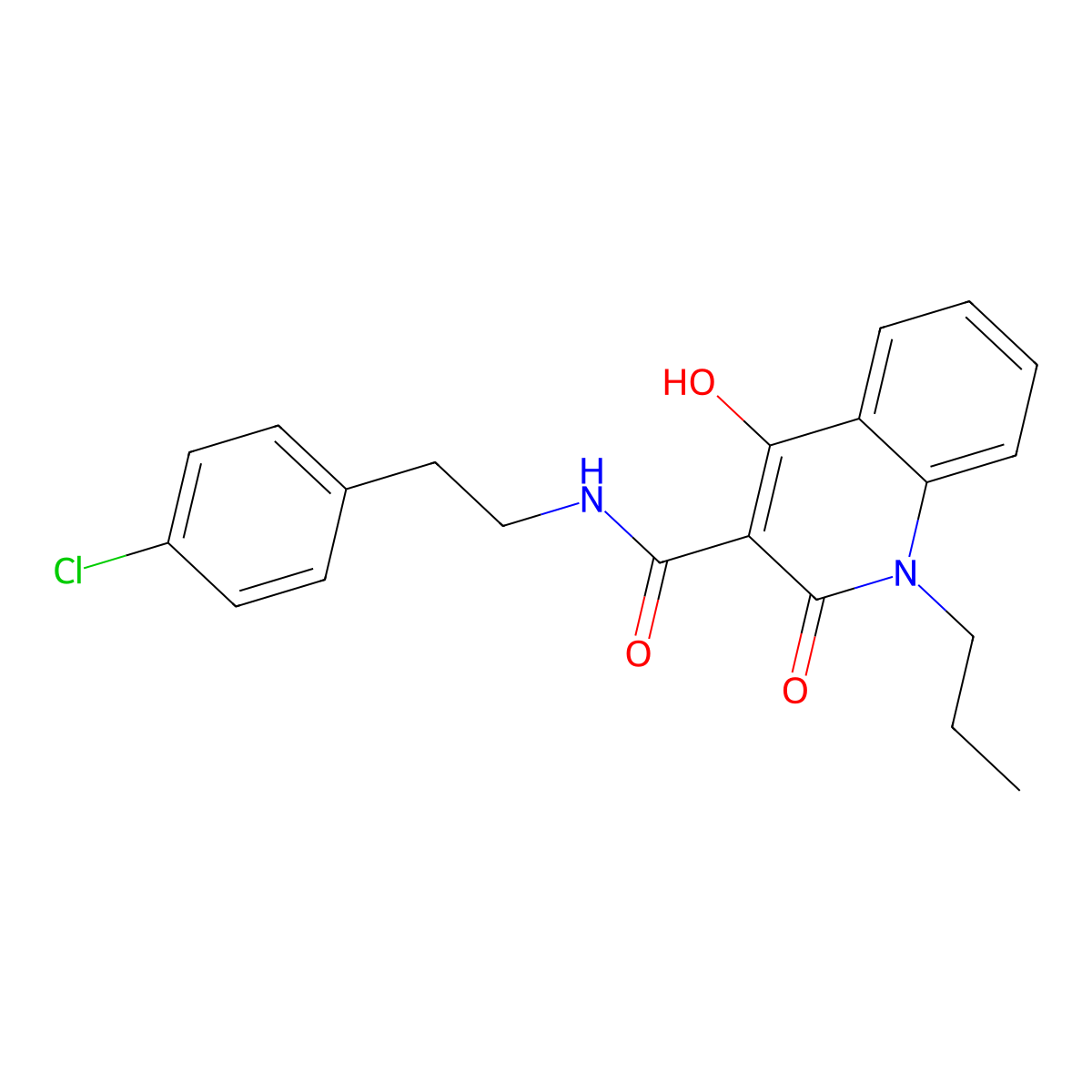 N-(2-(4-Chlorophenyl)ethyl)-1,2-dihydro-4-hydroxy-2-oxo-1-propyl-3-quinolinecarboxamide molecular structure, CAS 370870-09-0