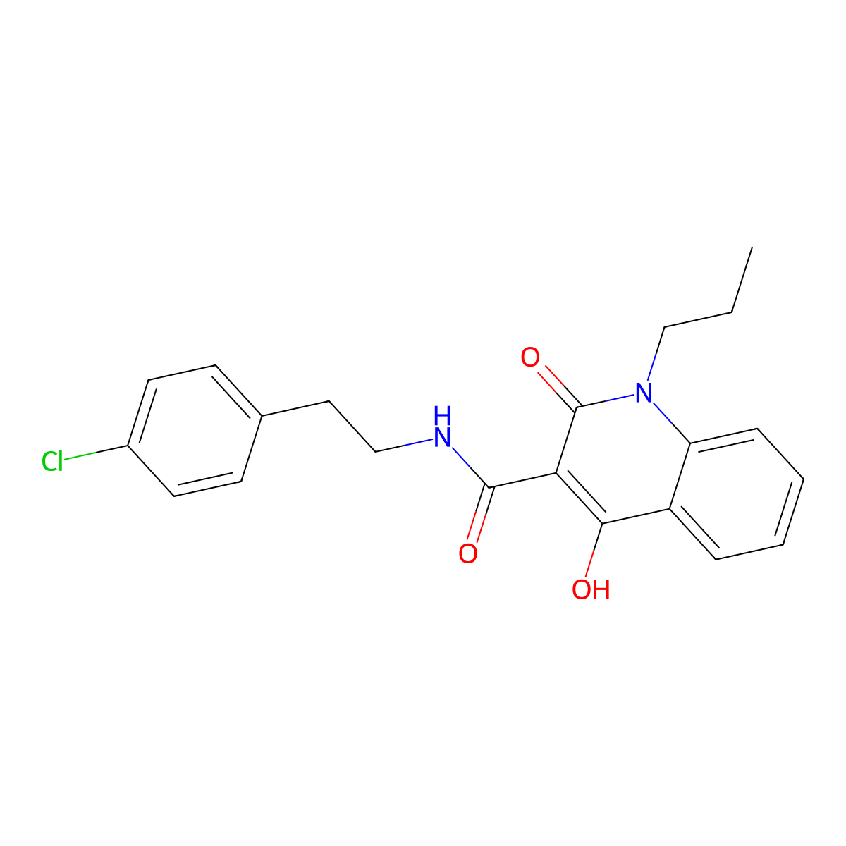 N-(2-(4-Chlorophenyl)ethyl)-1,2-dihydro-4-hydroxy-2-oxo-1-propyl-3-quinolinecarboxamide molecular structure, CAS 370870-09-0