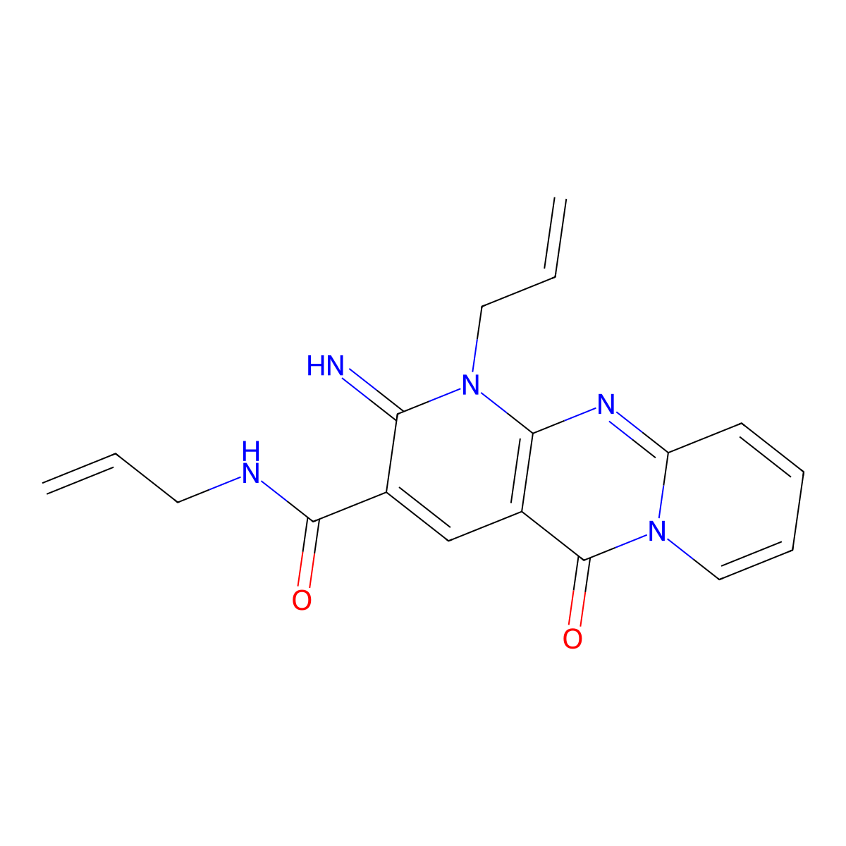 N,1-Diallyl-2-imino-5-oxo-1,5-dihydro-2H-dipyrido[1,2-A:2,3-D]pyrimidine-3-carboxamide molecular structure, CAS 370870-16-9
