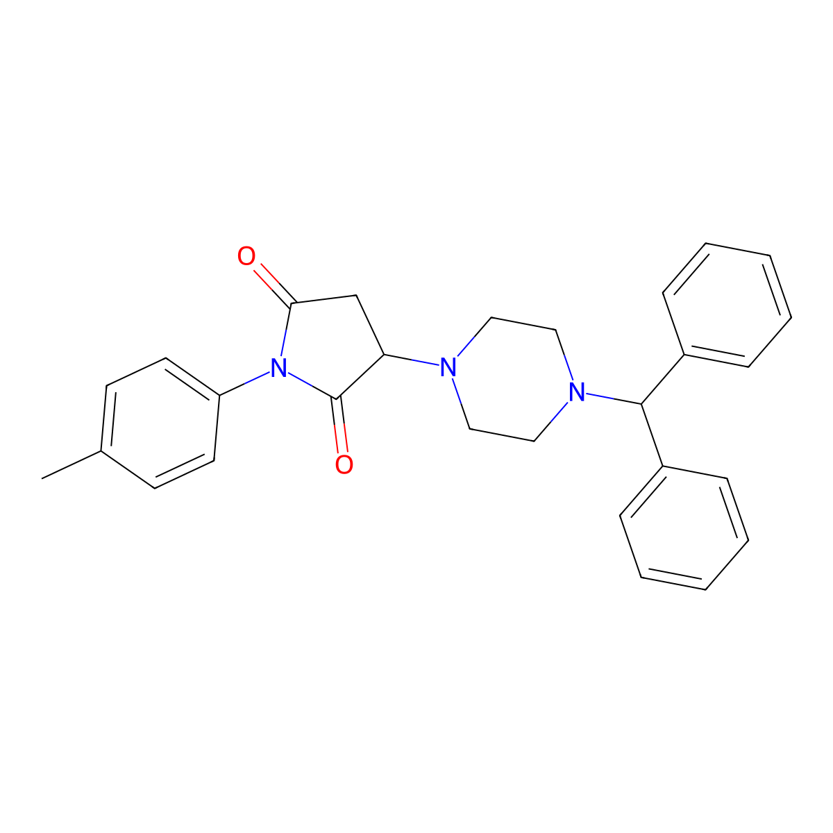 3-[4-(Diphenylmethyl)piperazin-1-yl]-1-(4-methylphenyl)pyrrolidine-2,5-dione molecular structure, CAS 370870-30-7