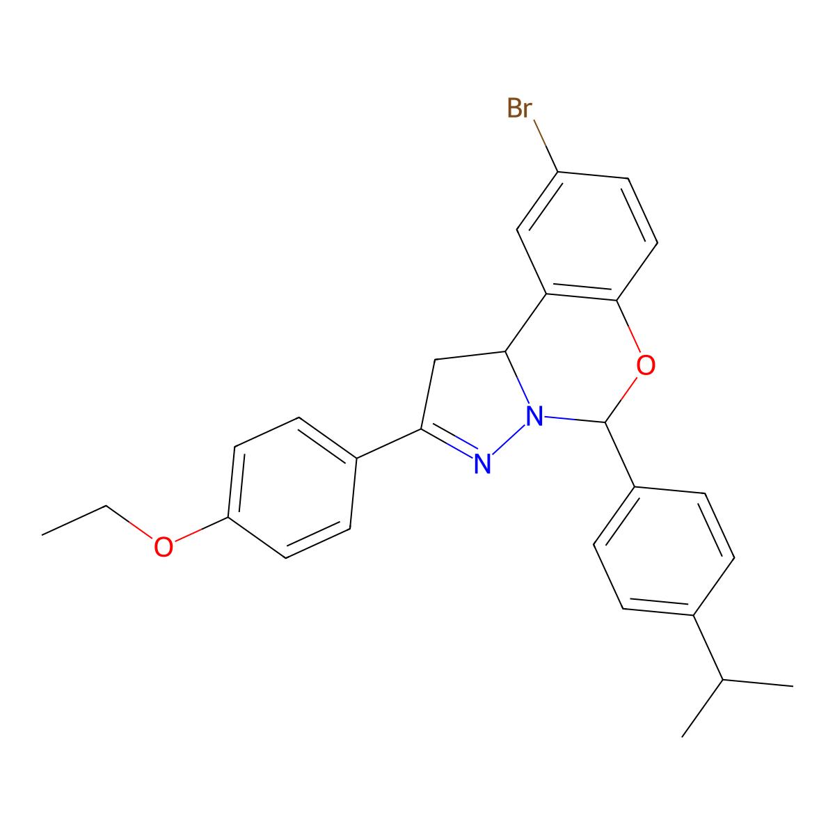 9-Bromo-2-(4-ethoxyphenyl)-5-[4-(propan-2-yl)phenyl]-1,10b-dihydropyrazolo[1,5-c][1,3]benzoxazine molecular structure, CAS 370870-46-5