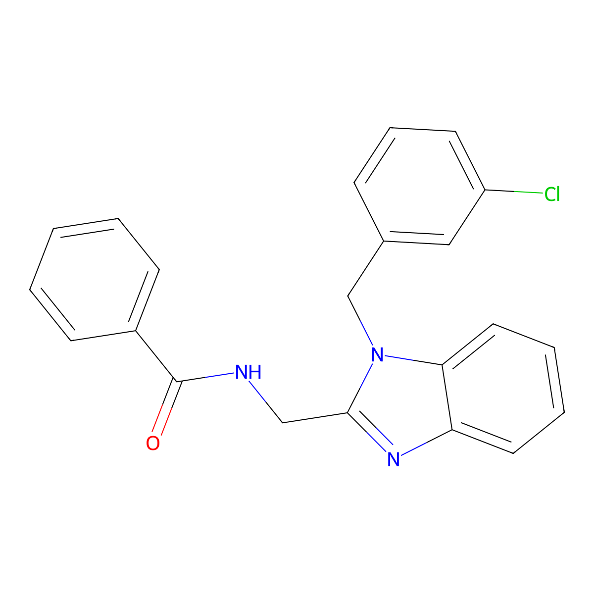N-({1-[(3-chlorophenyl)methyl]-1H-1,3-benzodiazol-2-yl}methyl)benzamide molecular structure, CAS 370870-56-7