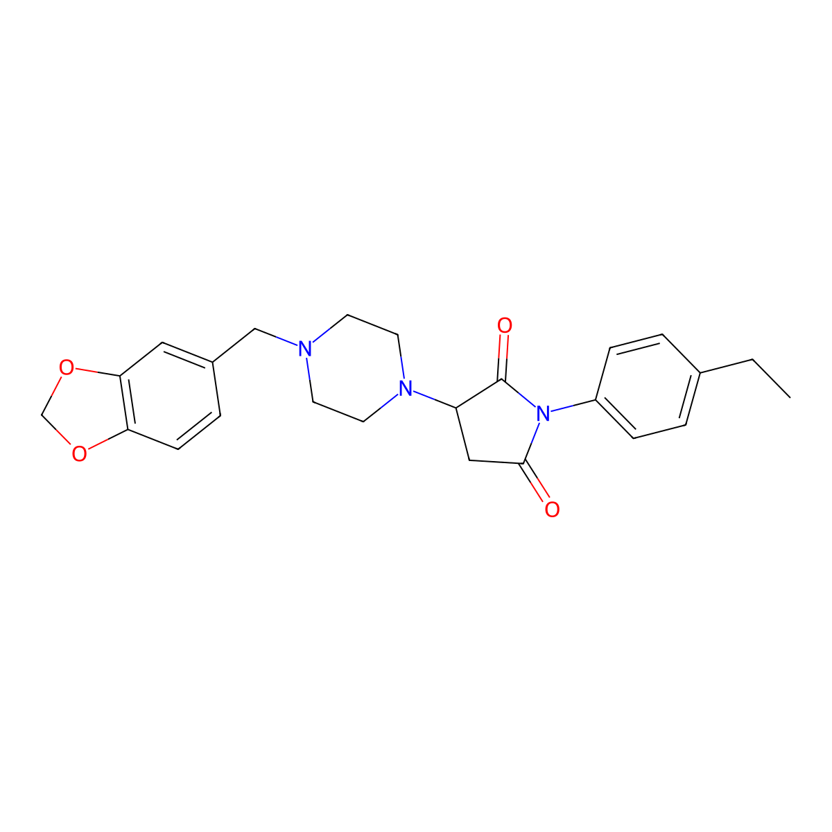3-[4-(1,3-Benzodioxol-5-ylmethyl)piperazin-1-yl]-1-(4-ethylphenyl)pyrrolidine-2,5-dione molecular structure, CAS 370870-76-1