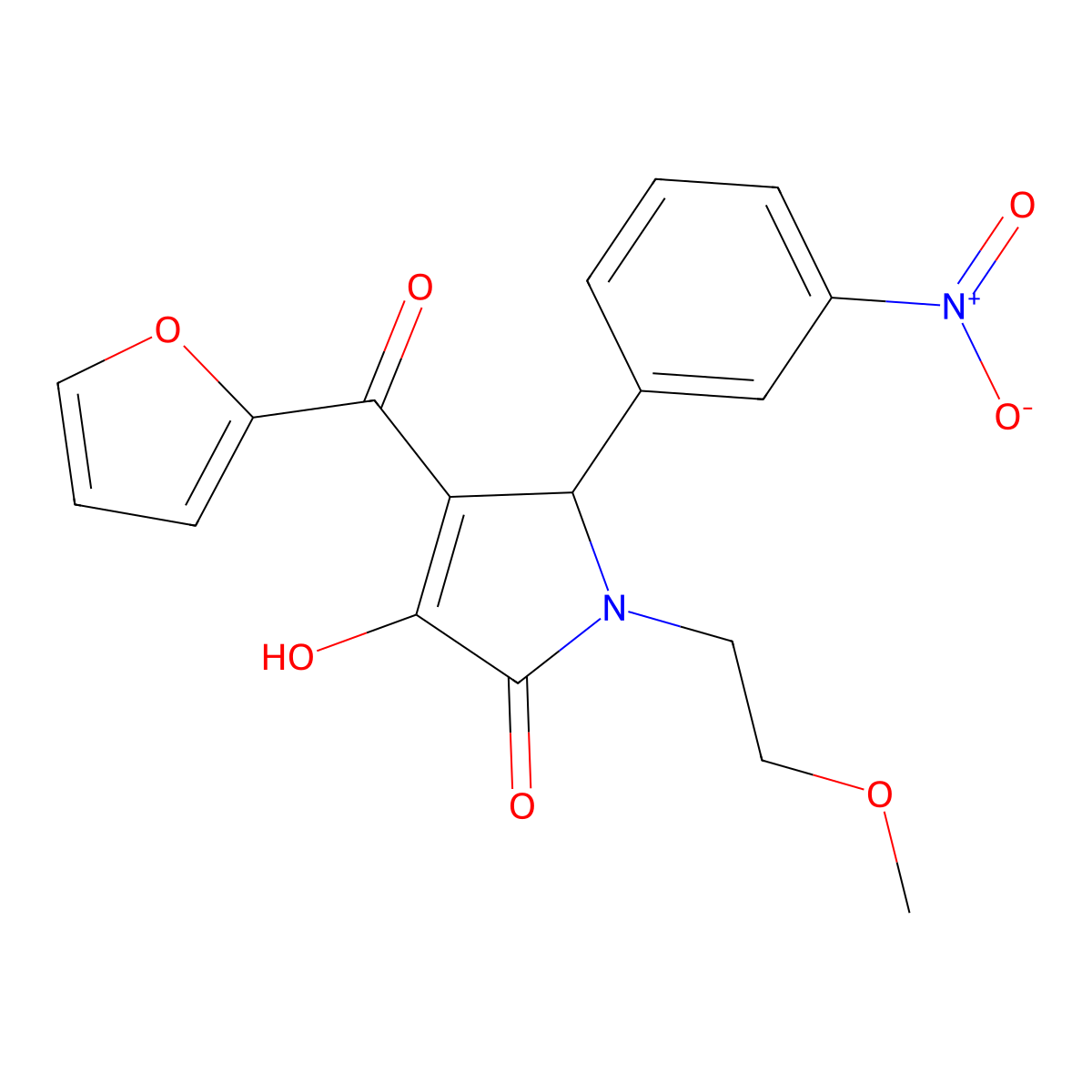 4-(Furan-2-carbonyl)-3-hydroxy-1-(2-methoxyethyl)-5-(3-nitrophenyl)-1H-pyrrol-2(5H)-one molecular structure, CAS 370870-93-2