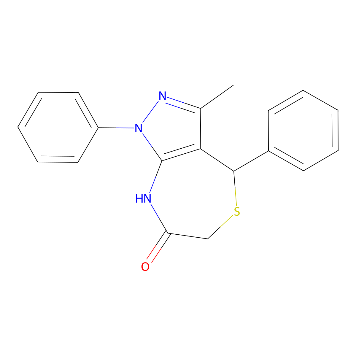 3-methyl-1,4-diphenyl-4,8-dihydro-1H-pyrazolo[3,4-e][1,4]thiazepin-7(6H)-one molecular structure, CAS 370871-04-8