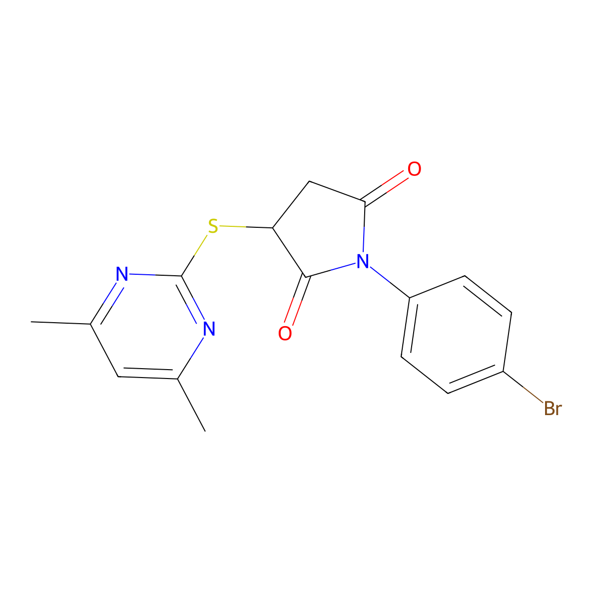 1-(4-Bromophenyl)-3-[(4,6-dimethylpyrimidin-2-yl)sulfanyl]pyrrolidine-2,5-dione molecular structure, CAS 370871-06-0