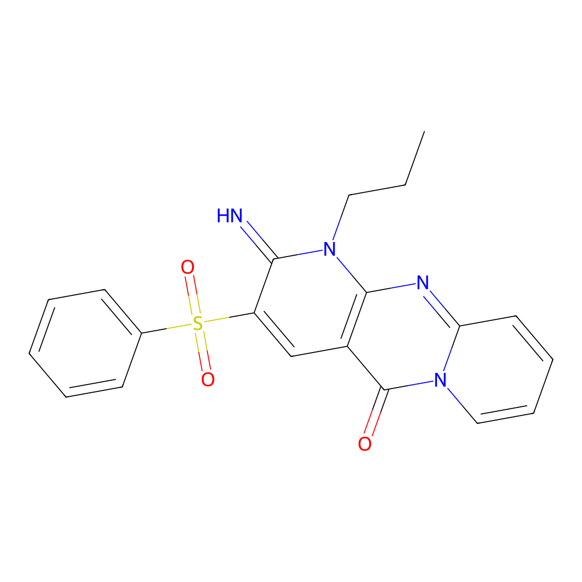 3-(Benzenesulfonyl)-2-imino-1-propyl-5-dipyrido[1,2-d:3',4'-f]pyrimidinone molecular structure, CAS 370871-19-5