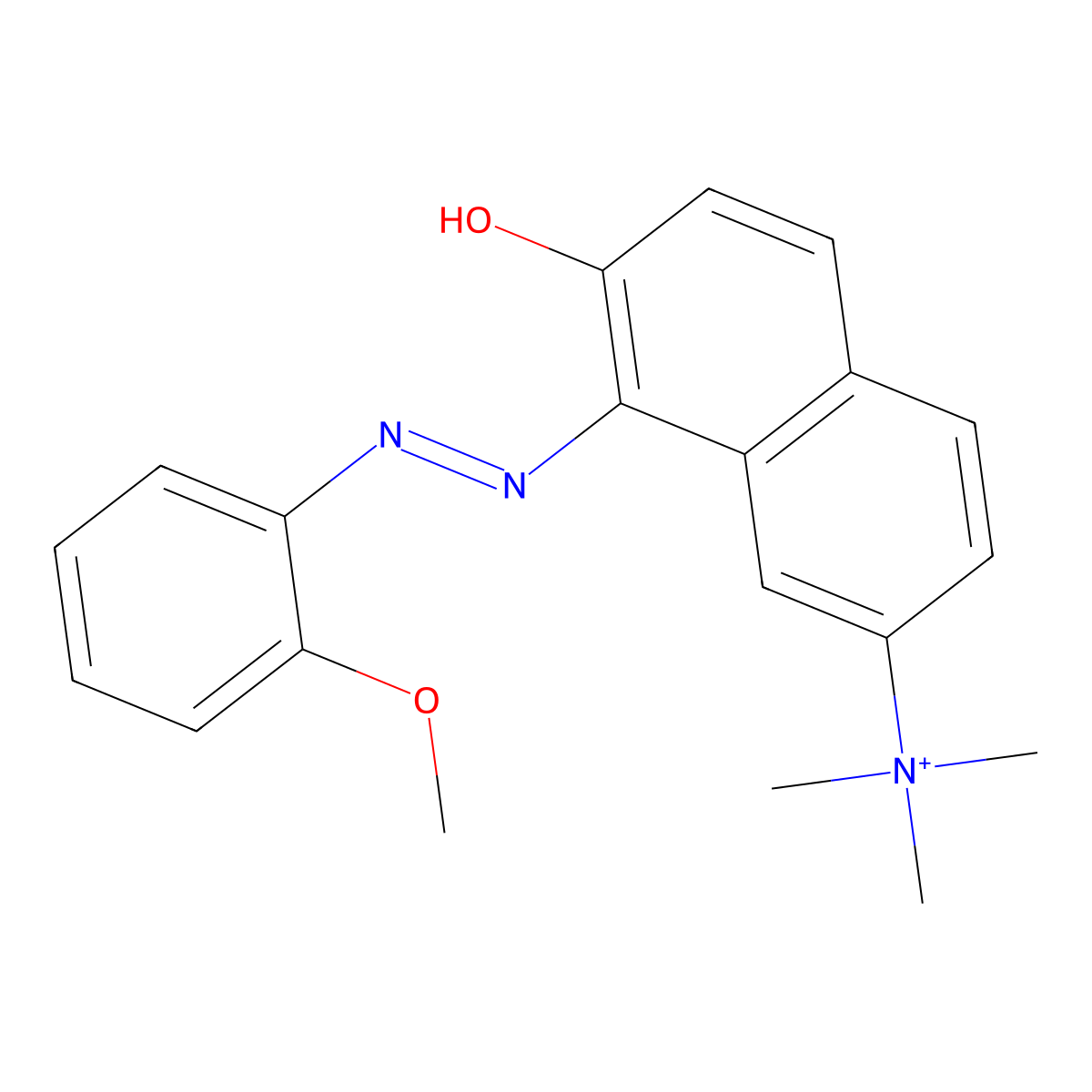 7-Hydroxy-8-[(2-methoxyphenyl)diazenyl]-N,N,N-trimethylnaphthalen-2-aminium molecular structure, CAS 370871-28-6