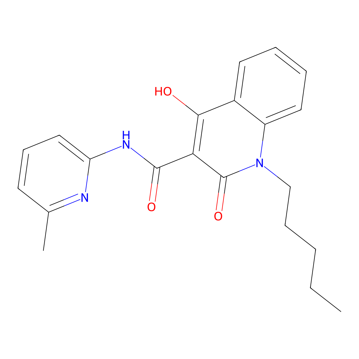 4-hydroxy-N-(6-methylpyridin-2-yl)-2-oxo-1-pentyl-1,2-dihydroquinoline-3-carboxamide molecular structure, CAS 370872-20-1