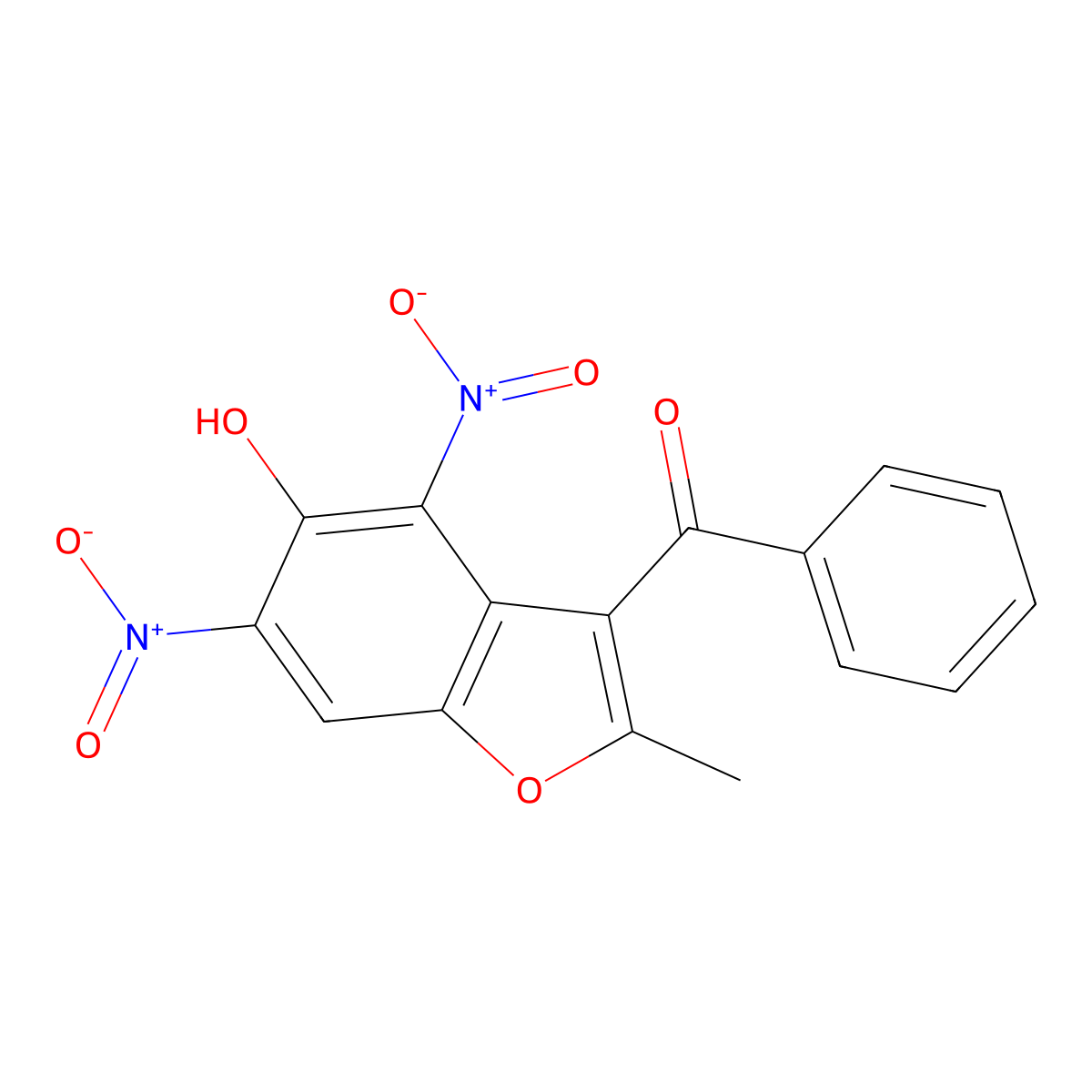 (5-Hydroxy-2-methyl-4,6-dinitro-1-benzofuran-3-yl)-phenylmethanone molecular structure, CAS 370872-63-2