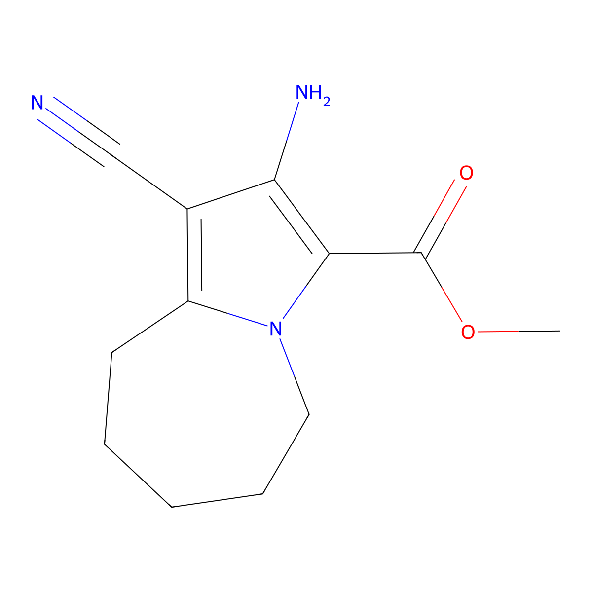 methyl 2-amino-1-cyano-6,7,8,9-tetrahydro-5H-pyrrolo[1,2-a]azepine-3-carboxylate molecular structure, CAS 370873-24-8