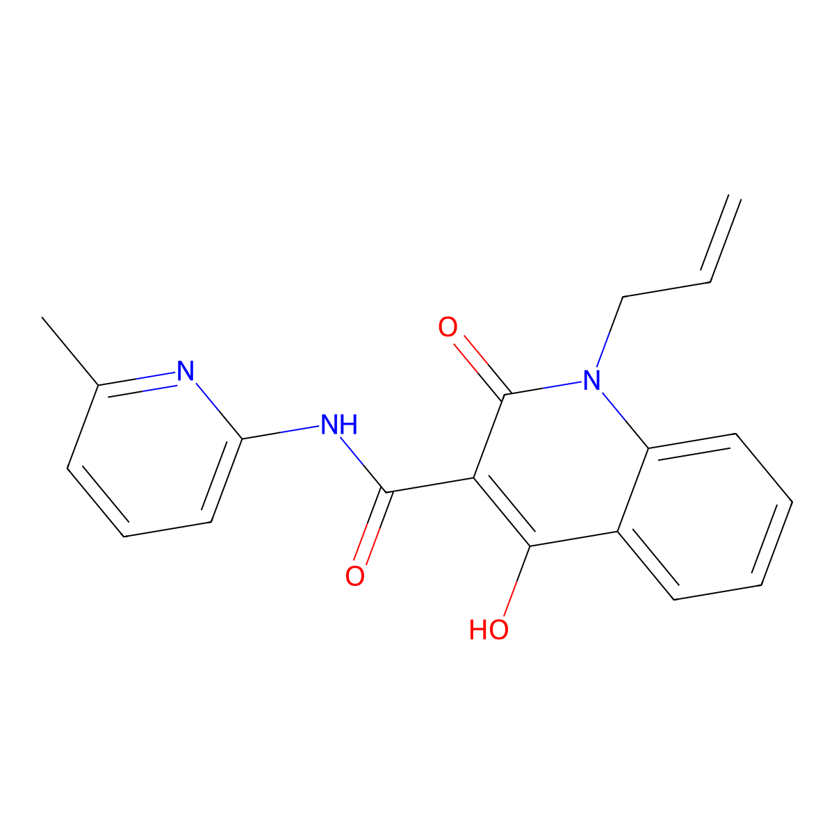 1-allyl-4-hydroxy-N-(6-methylpyridin-2-yl)-2-oxo-1,2-dihydroquinoline-3-carboxamide molecular structure, CAS 370873-32-8