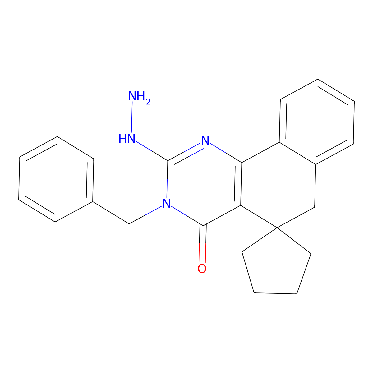 3-benzyl-2-hydrazinylspiro[6H-benzo[h]quinazoline-5,1'-cyclopentane]-4-one molecular structure, CAS 370873-68-0