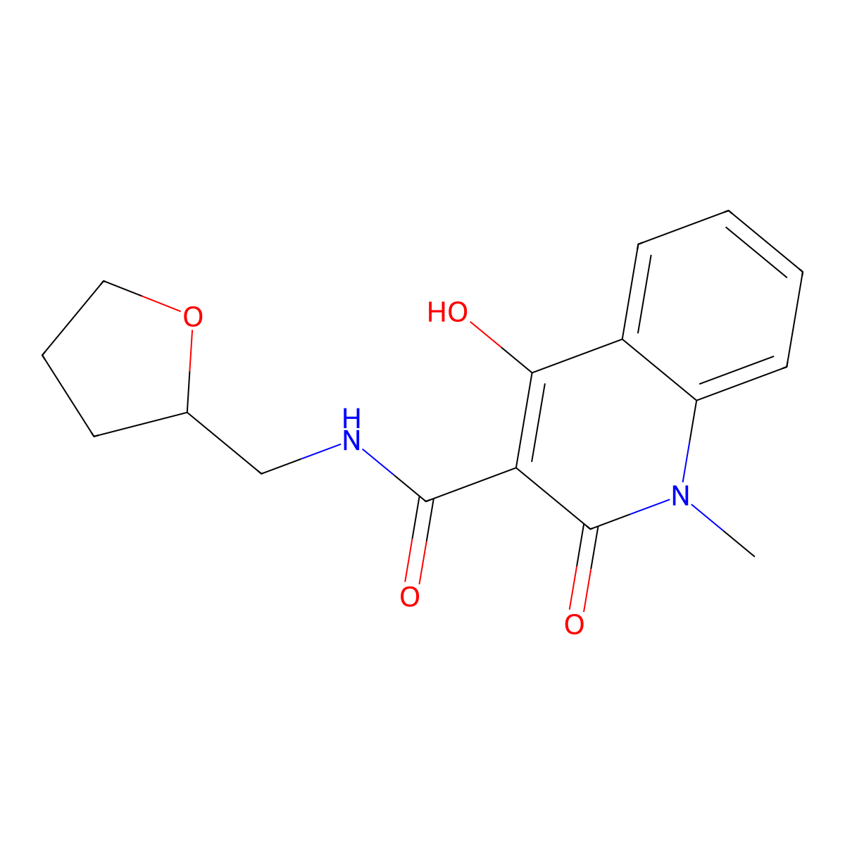4-hydroxy-1-methyl-2-oxo-N-(oxolan-2-ylmethyl)quinoline-3-carboxamide molecular structure, CAS 370873-77-1