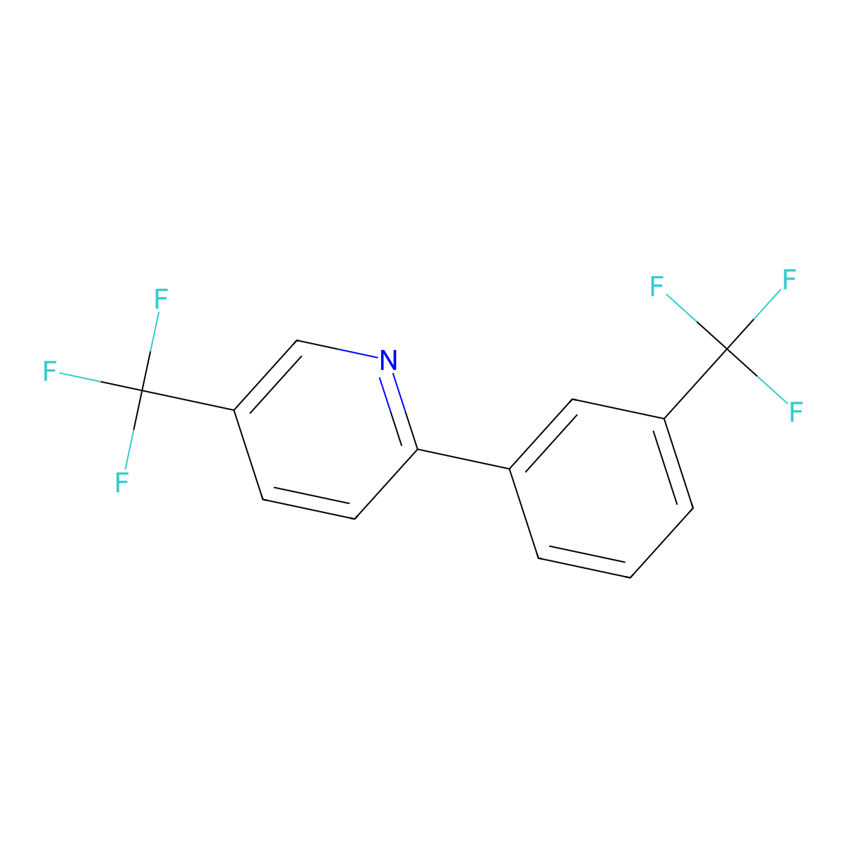 5-(Trifluoromethyl)-2-(3-(trifluoromethyl)phenyl)pyridine molecular structure, CAS 370878-56-1