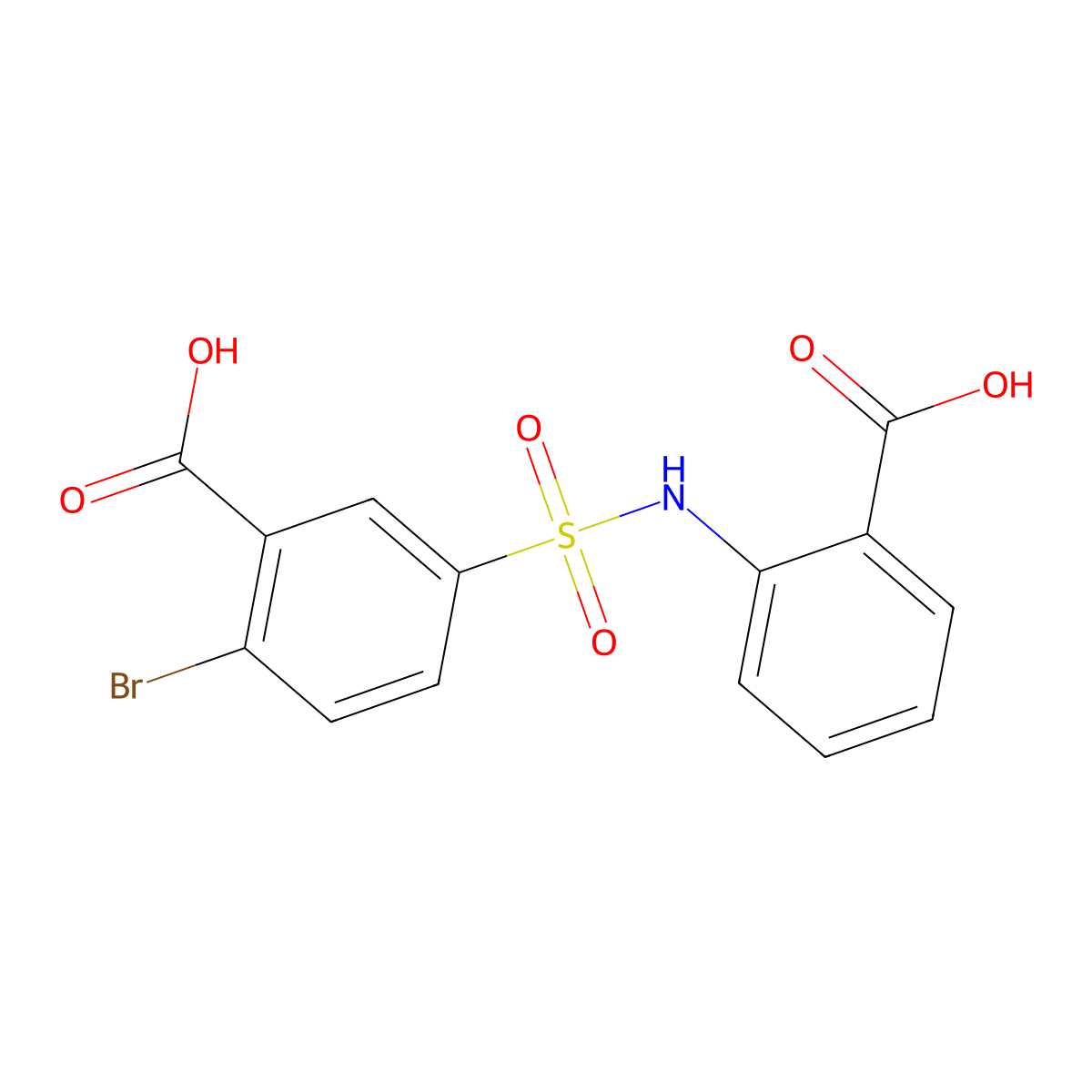 2-Bromo-5-[(2-carboxyphenyl)sulfamoyl]benzoic acid molecular structure, CAS 37088-38-3