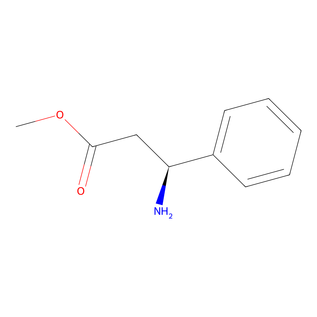 Methyl (S)-3-amino-3-phenylpropanoate molecular structure, CAS 37088-66-7