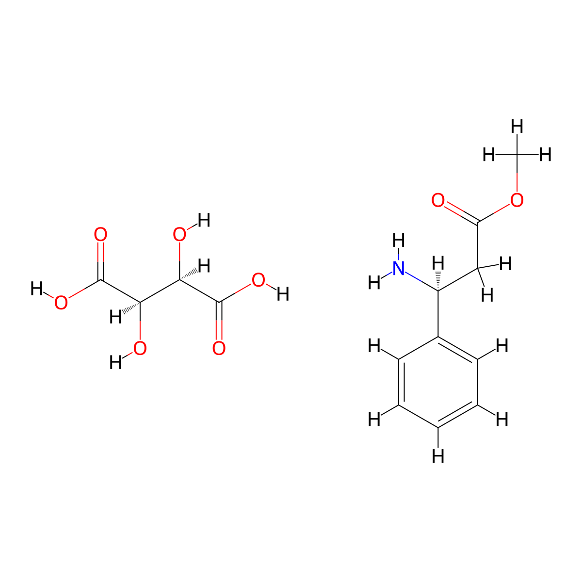 (S)-Methyl 3-amino-3-phenylpropanoate (2R,3R)-2,3-dihydroxysuccinate molecular structure, CAS 37088-68-9